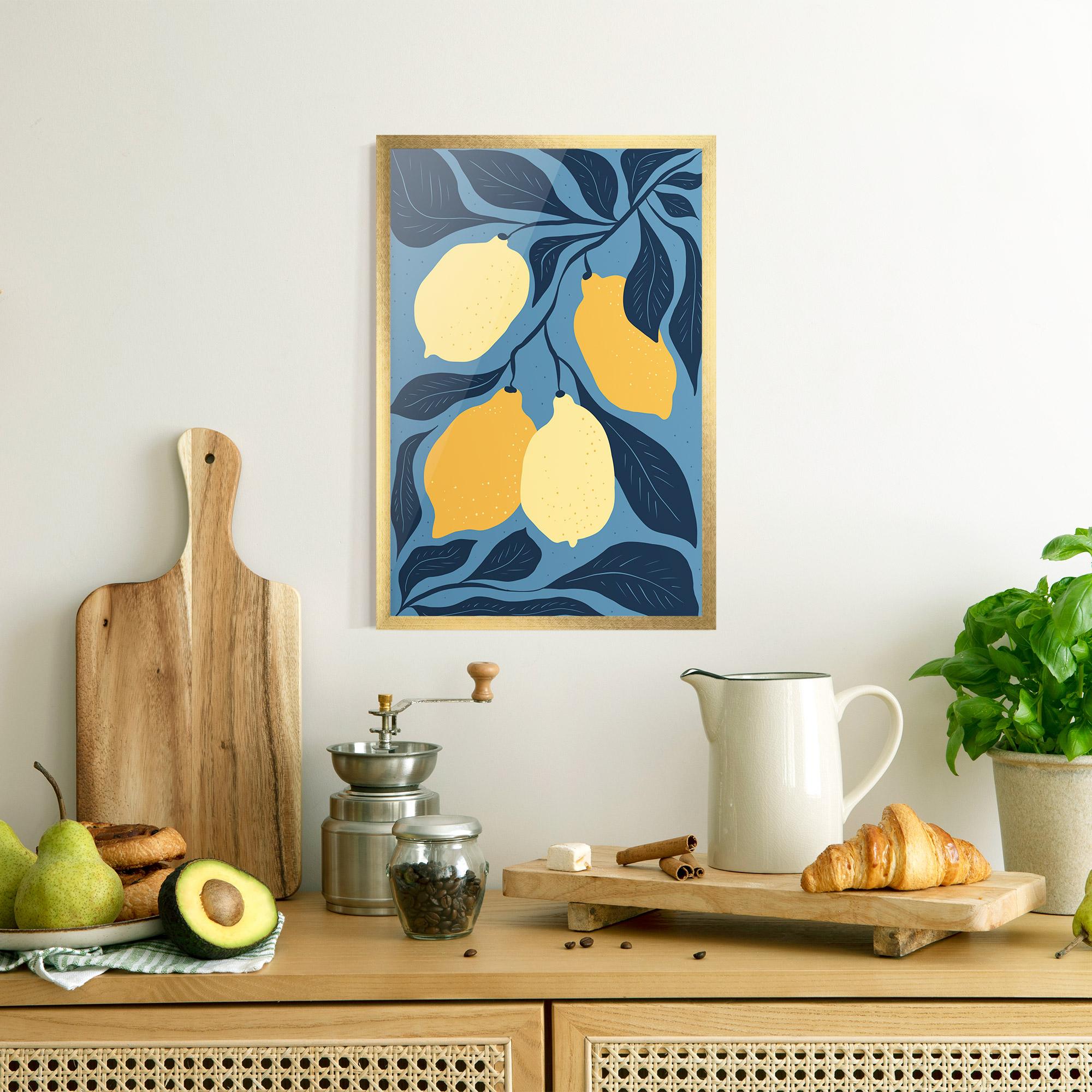 Рамкиран постер Lemon On Blue mockup 8