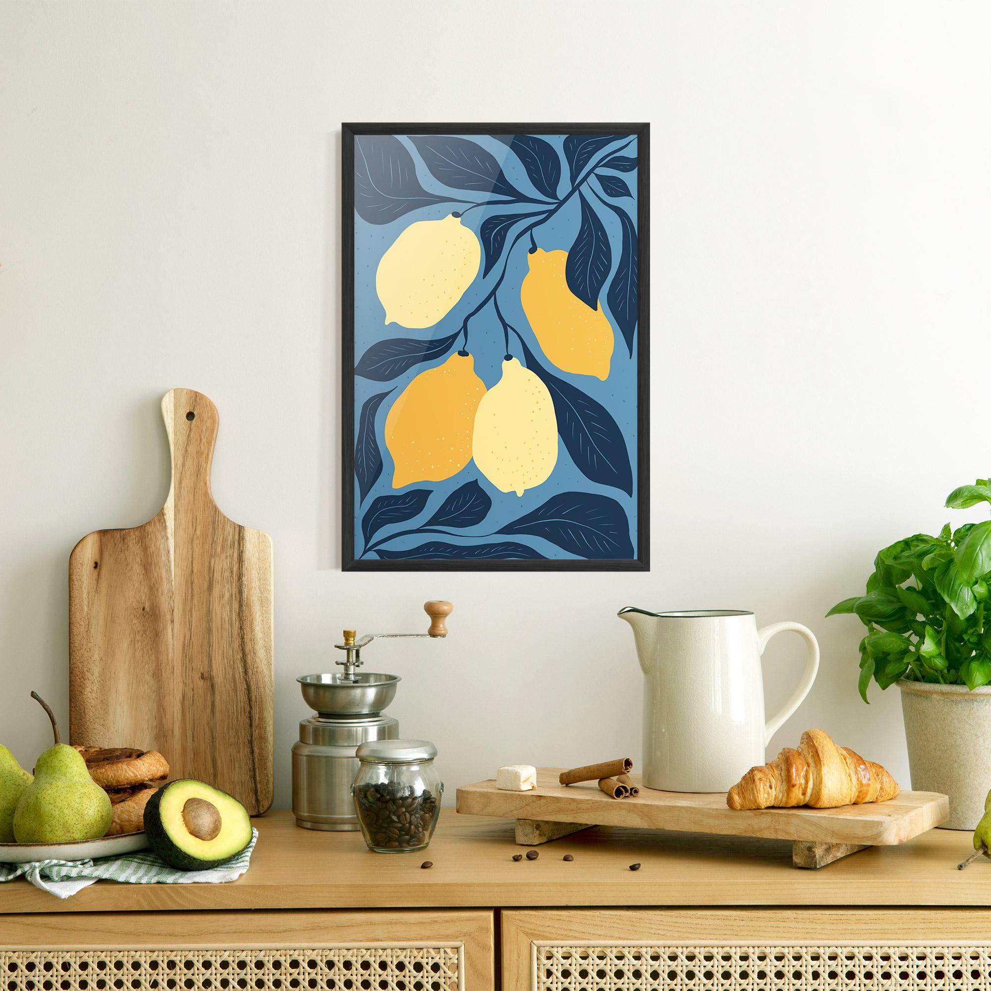 Рамкиран постер Lemon On Blue mockup 8