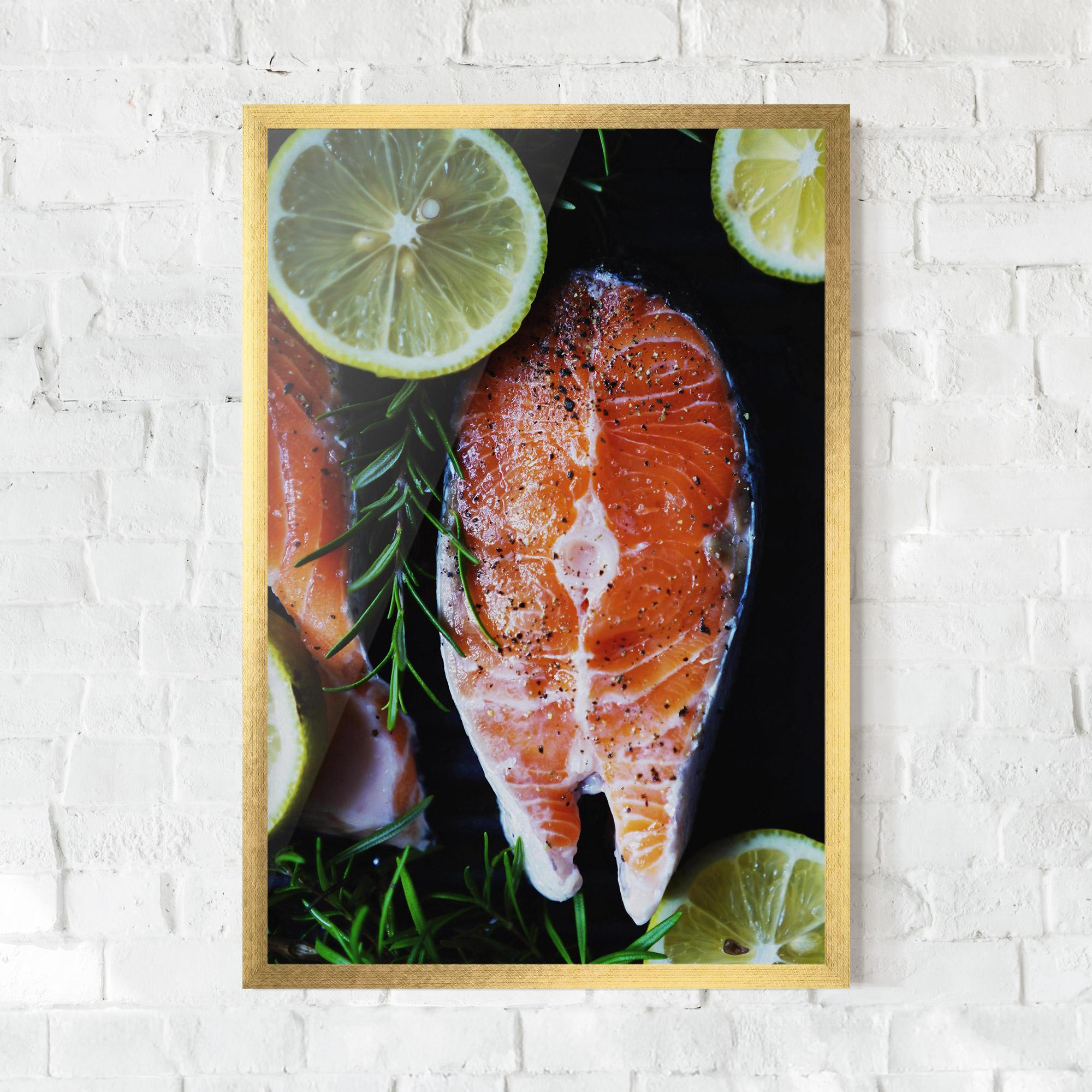 Рамкиран постер Fish With Lemons mockup 0