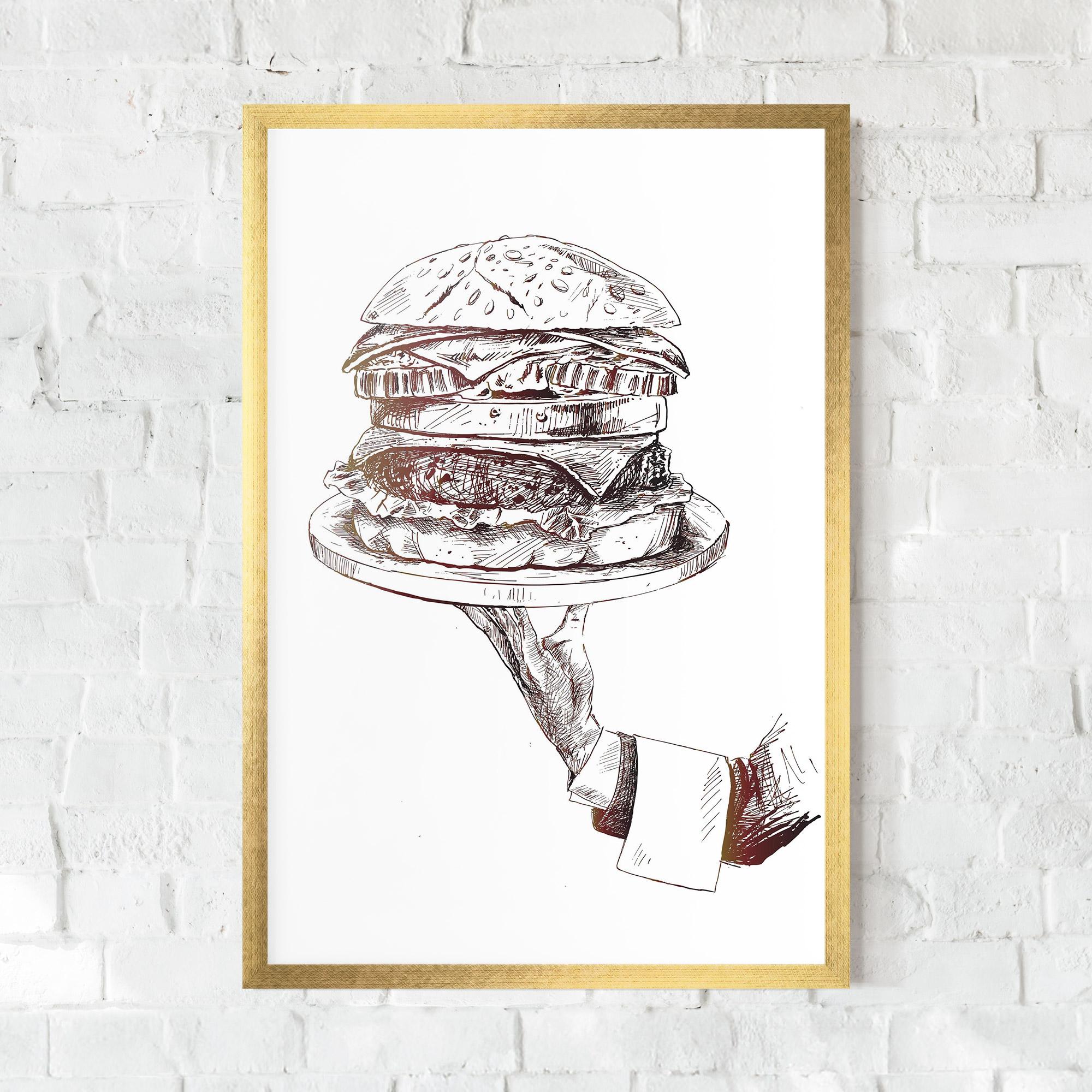 Рамкиран постер Holding Hamburger mockup 0