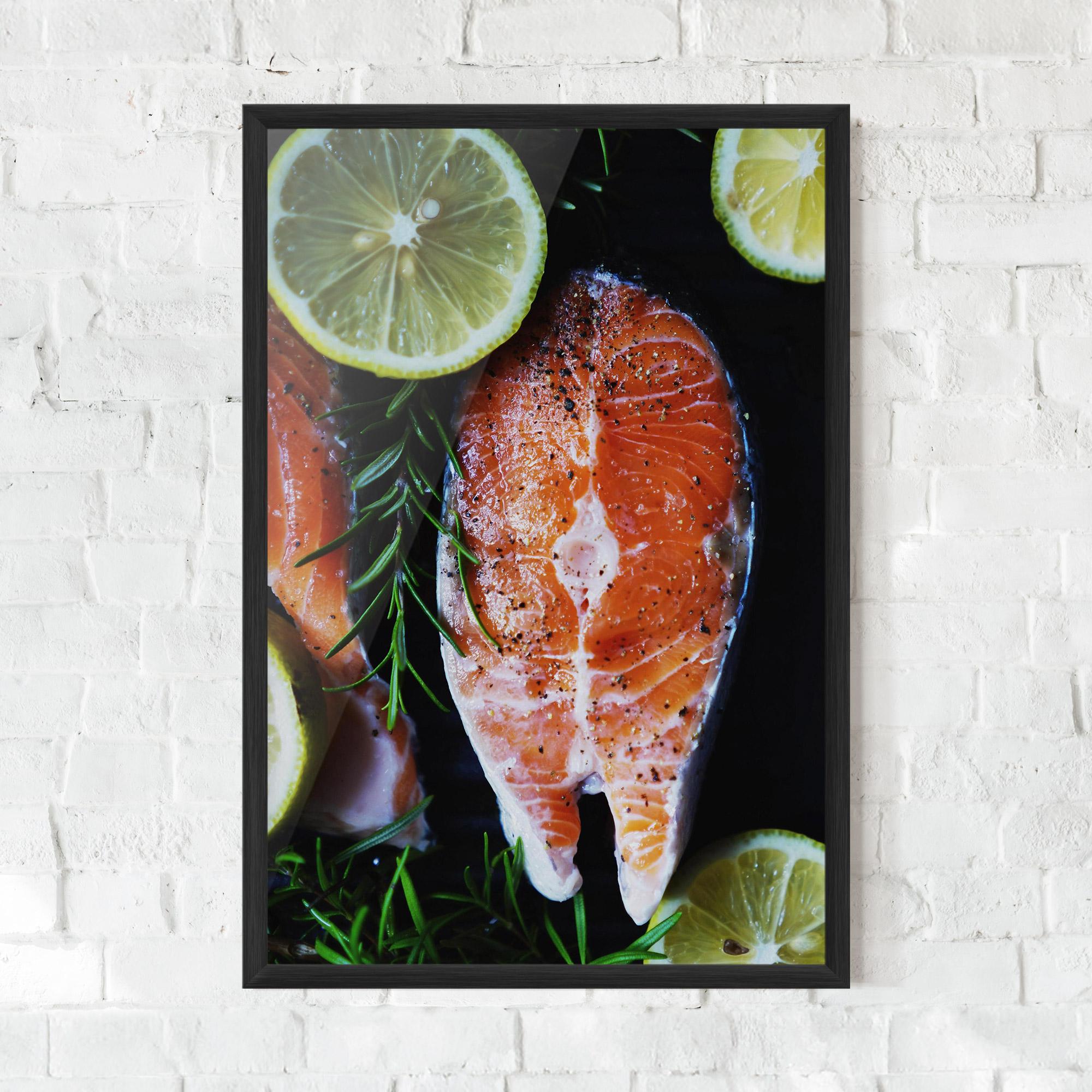 Рамкиран постер Fish With Lemons mockup 0