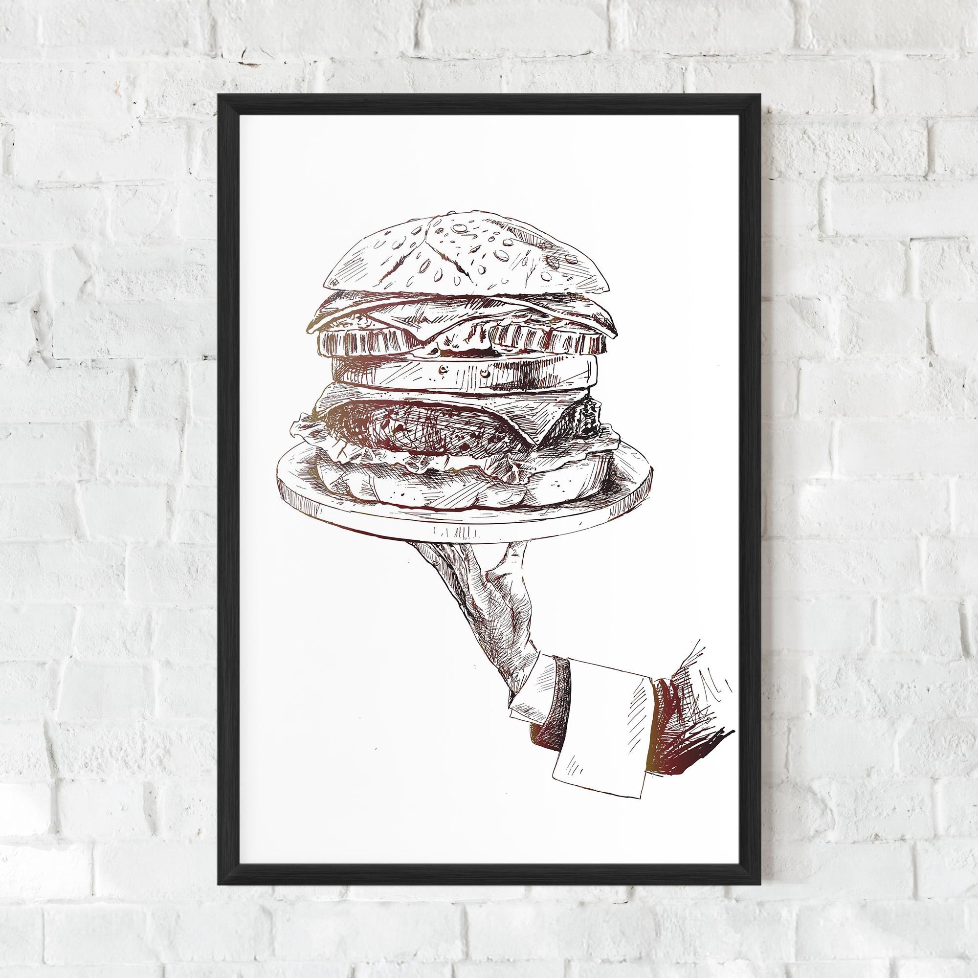Рамкиран постер Holding Hamburger mockup 0