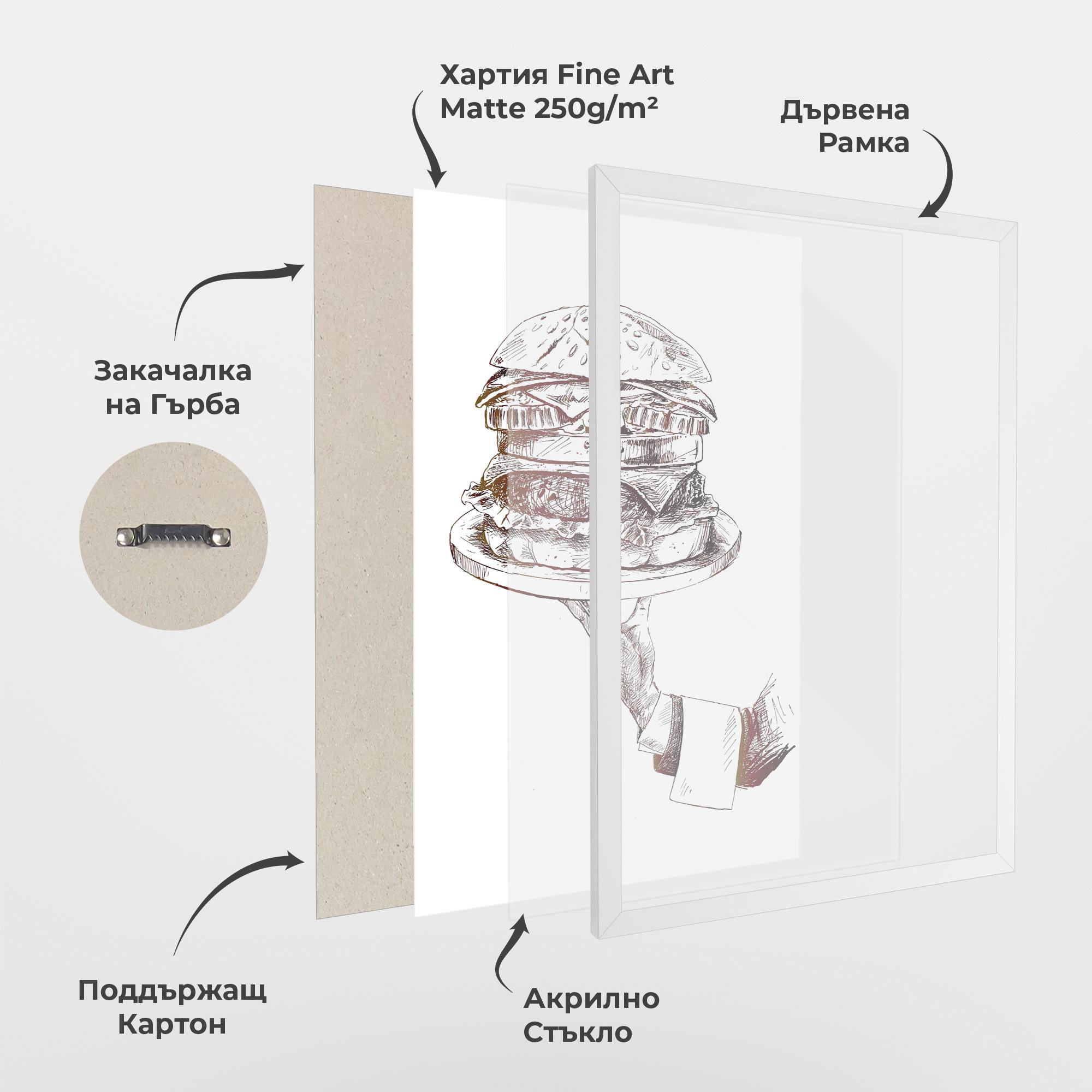 Рамкиран постер Holding Hamburger mockup 1