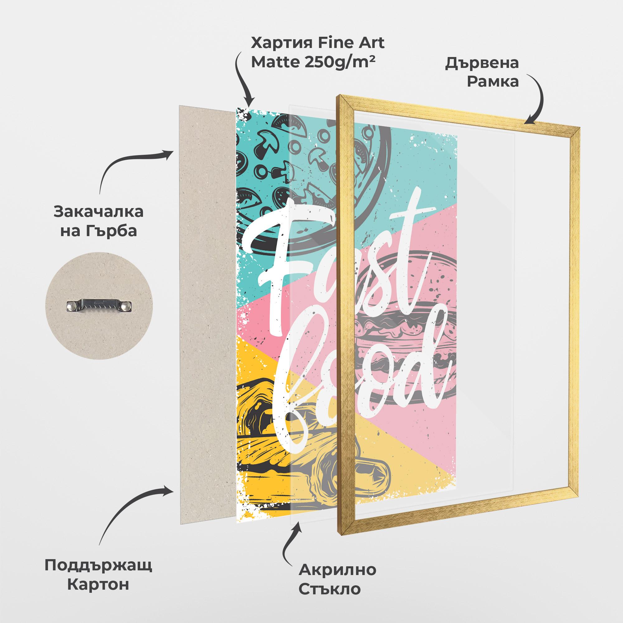 Рамкиран постер Fast Food Pink mockup 1