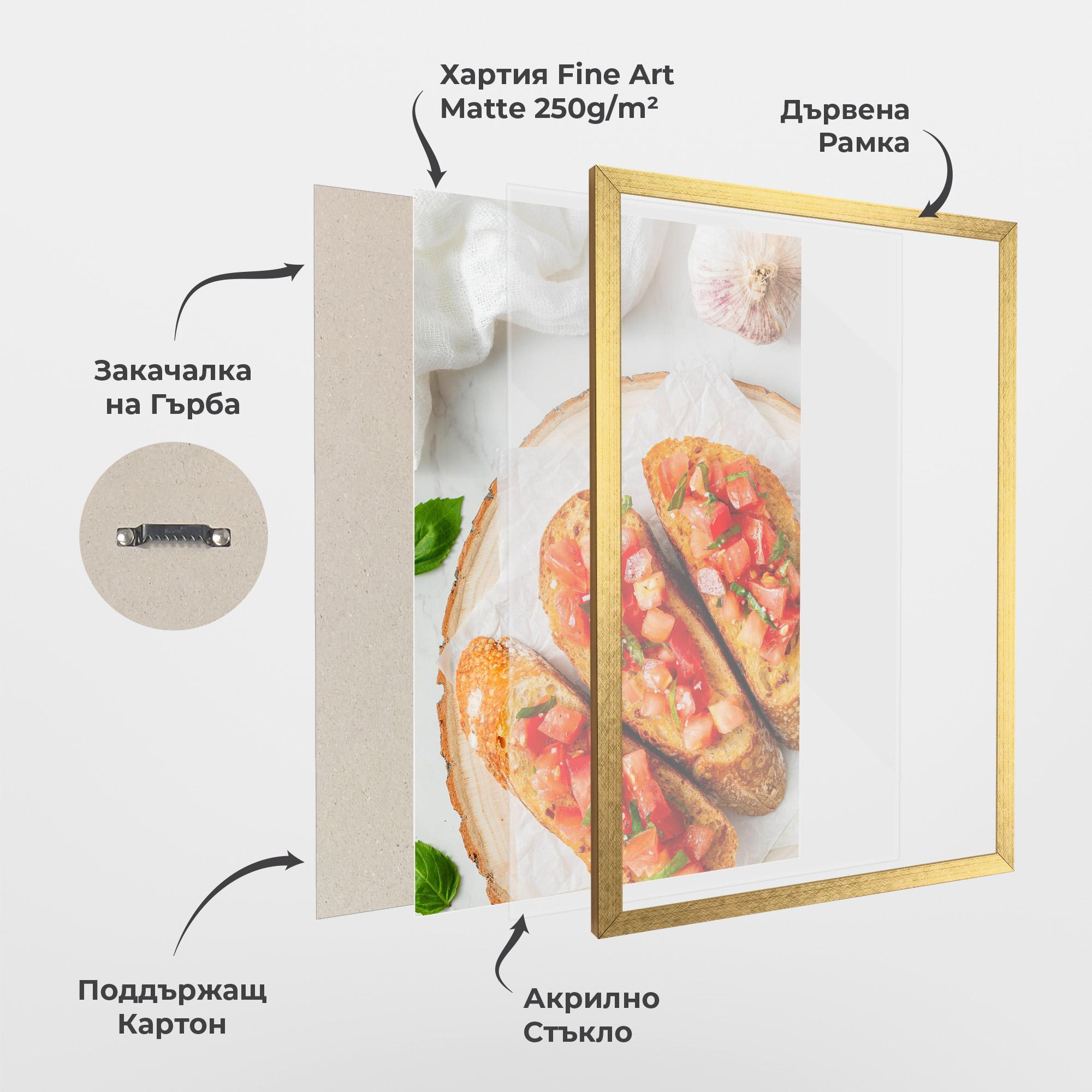 Рамкиран постер Tomatoes On Bread mockup 1