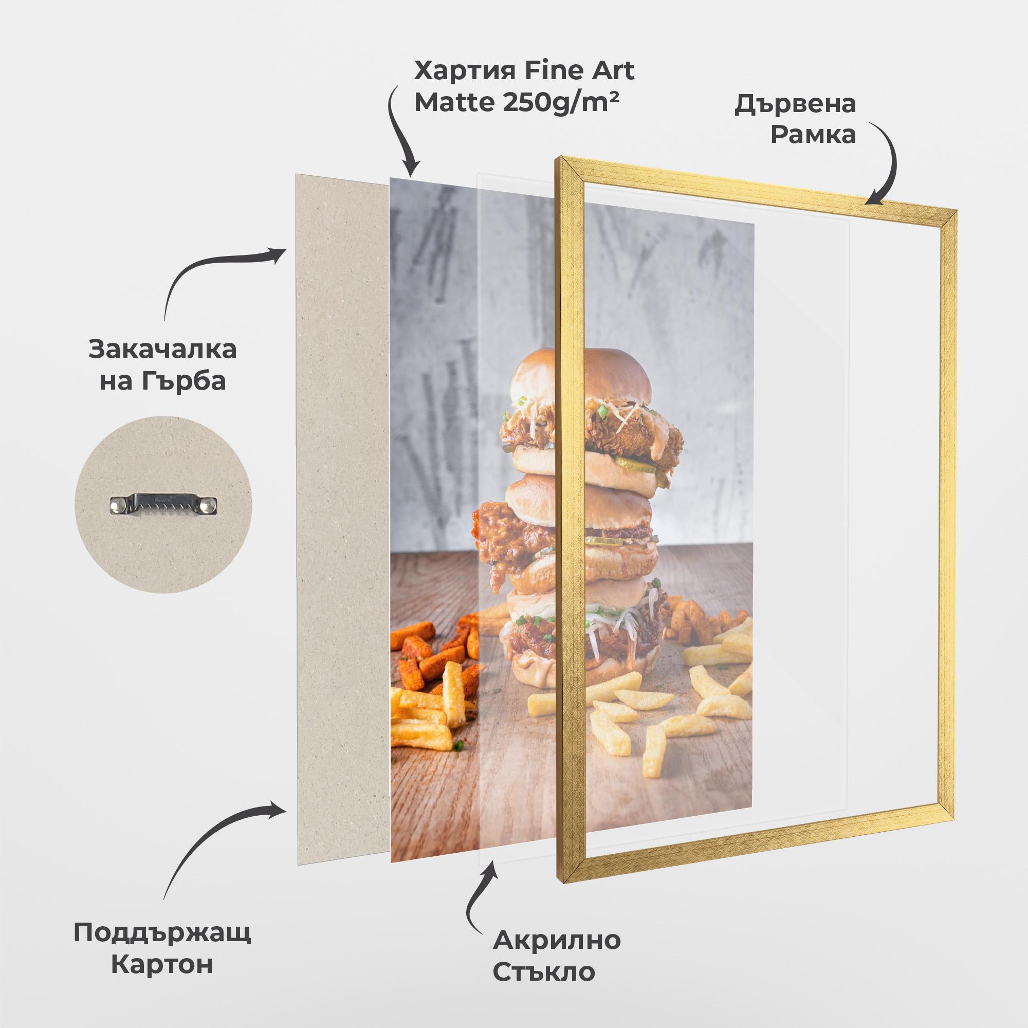 Рамкиран постер Triple Hamburger mockup 1