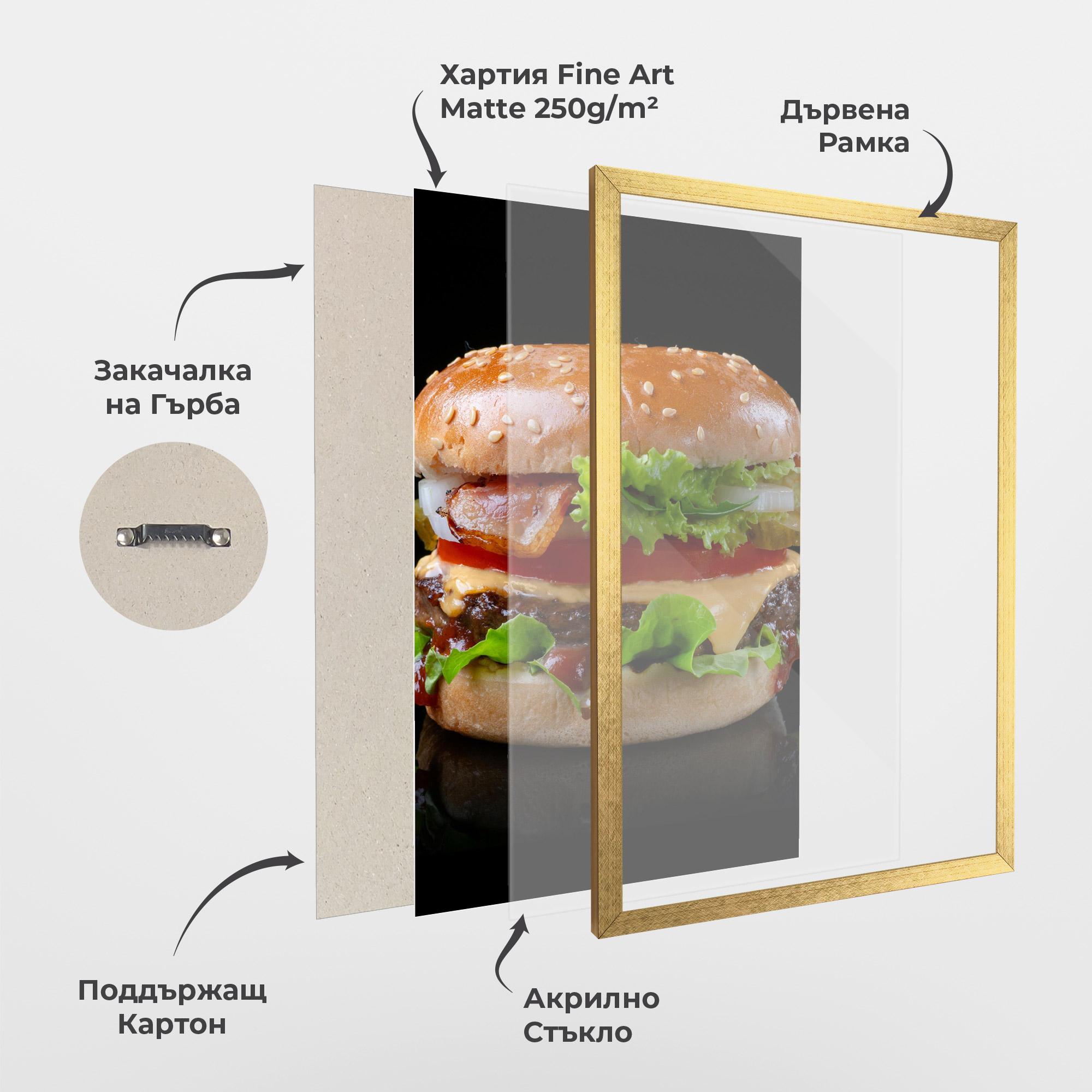 Рамкиран постер Yumm Hamburger mockup 1