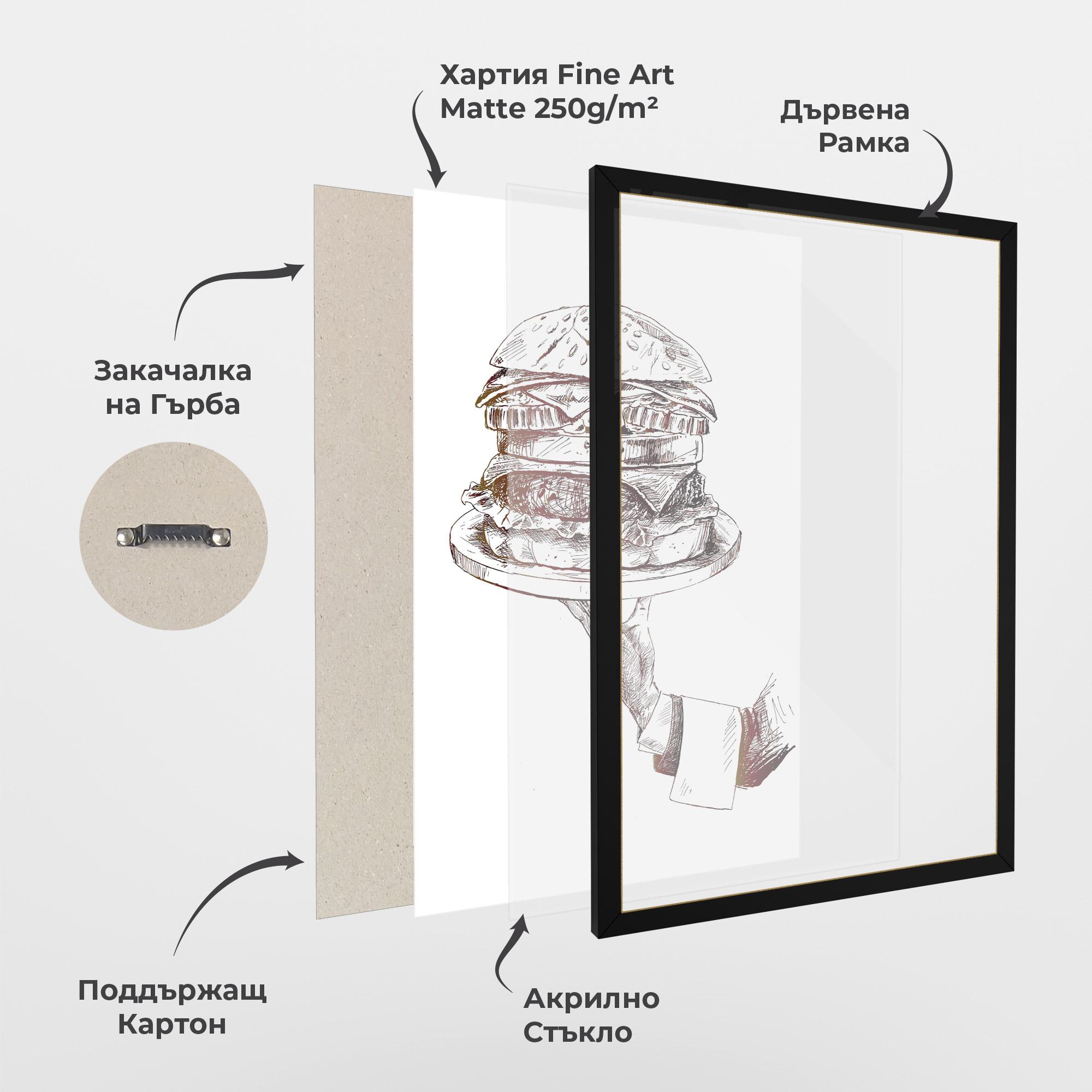 Рамкиран постер Holding Hamburger mockup 1