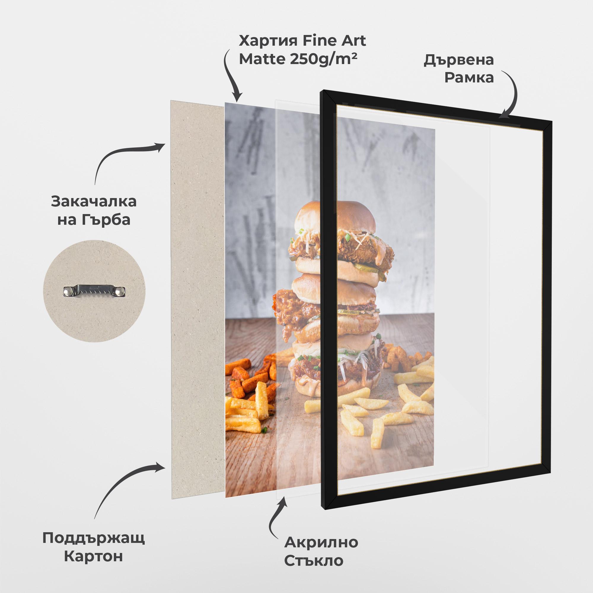 Рамкиран постер Triple Hamburger mockup 1