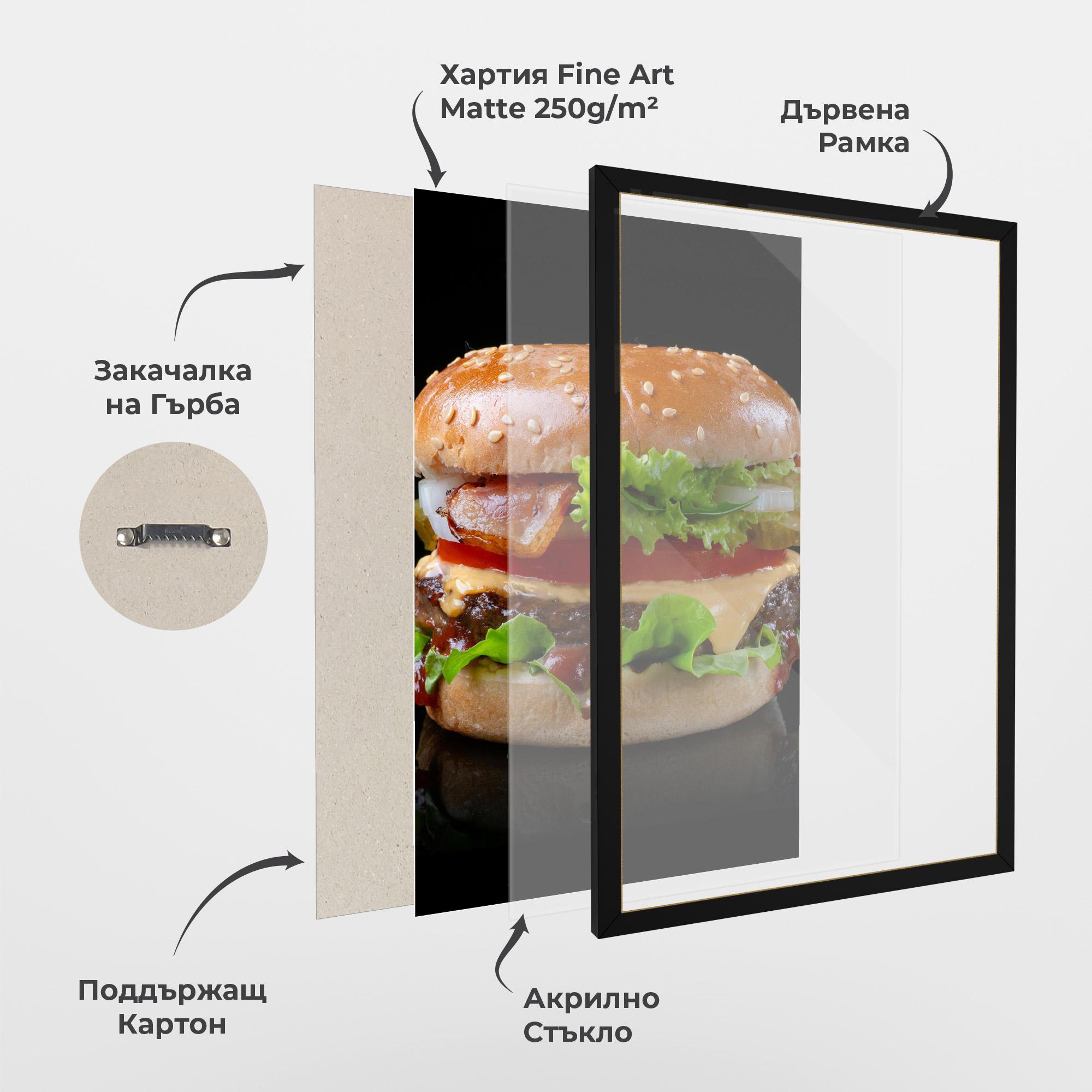 Рамкиран постер Yumm Hamburger mockup 1
