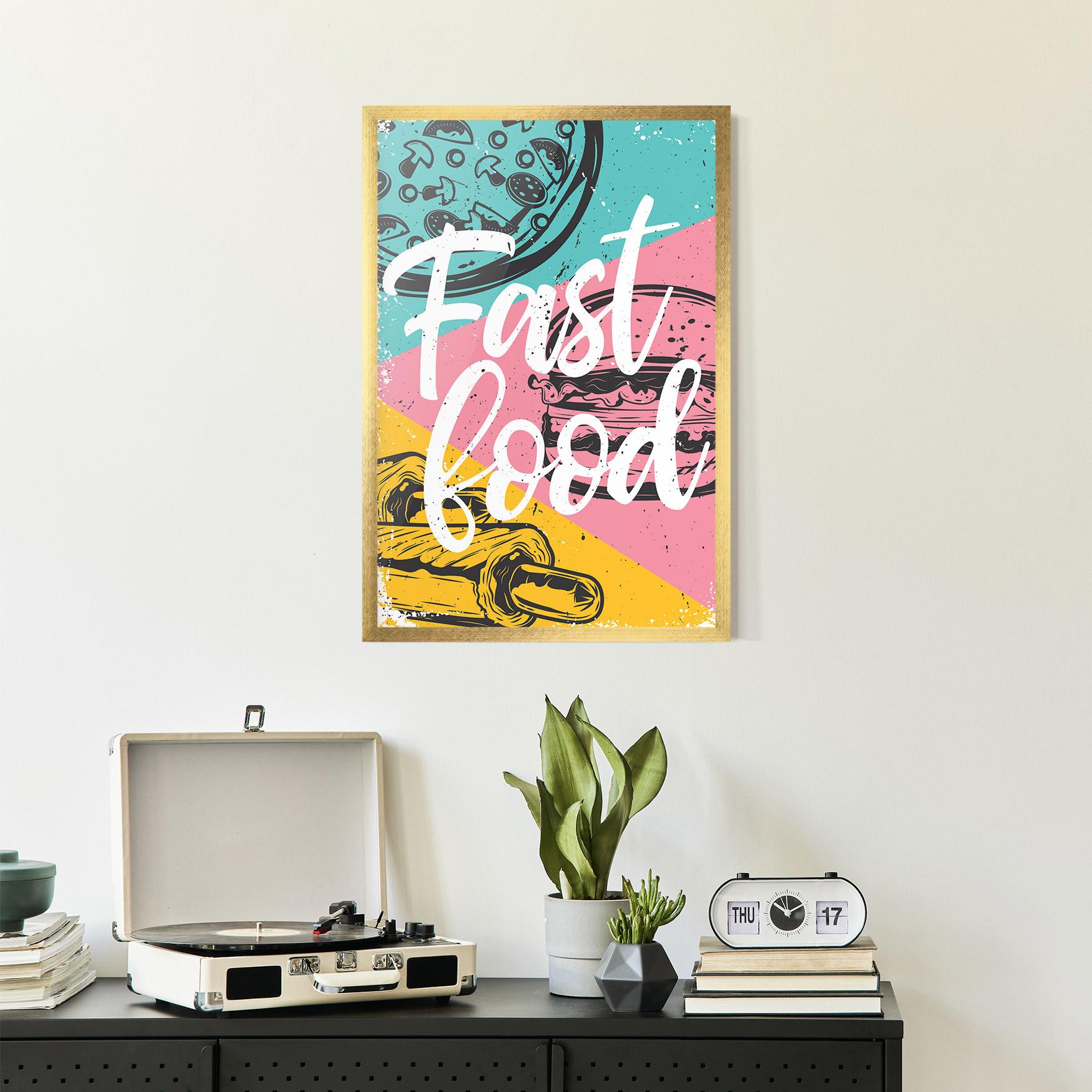 Рамкиран постер Fast Food Pink mockup 2