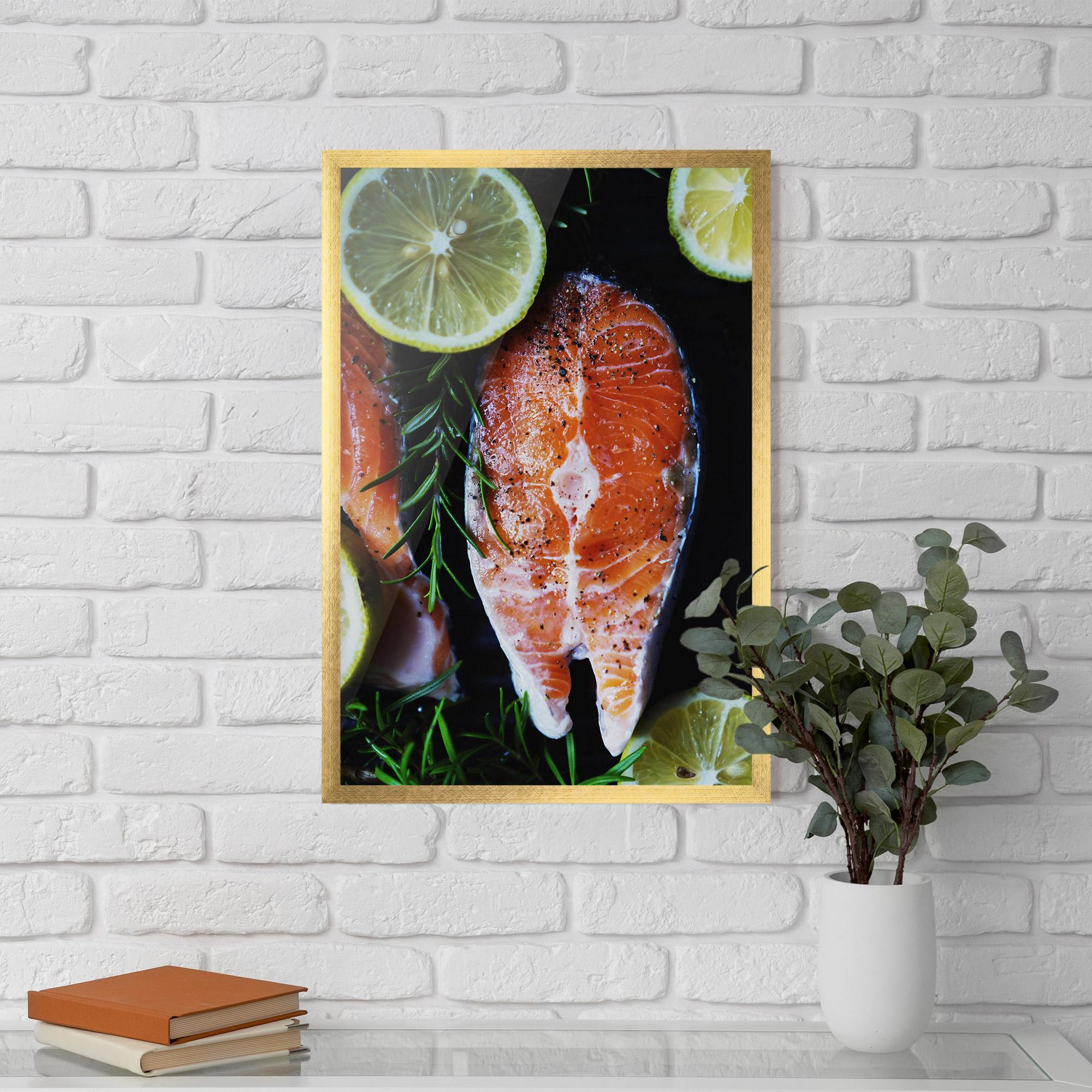 Рамкиран постер Fish With Lemons mockup 5