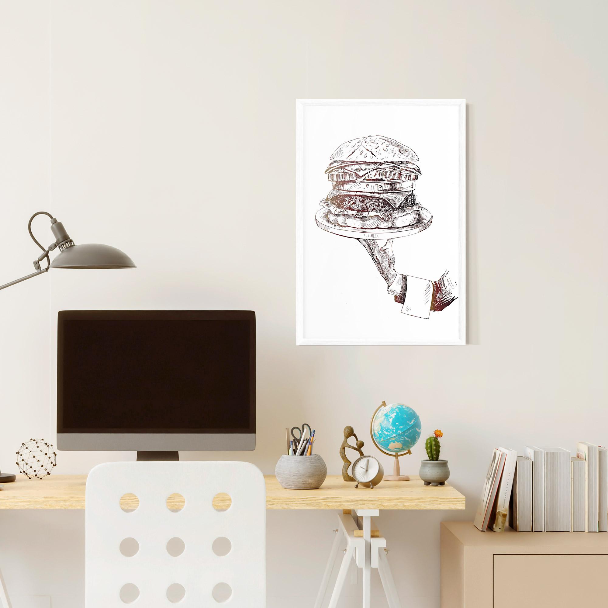 Рамкиран постер Holding Hamburger mockup 6