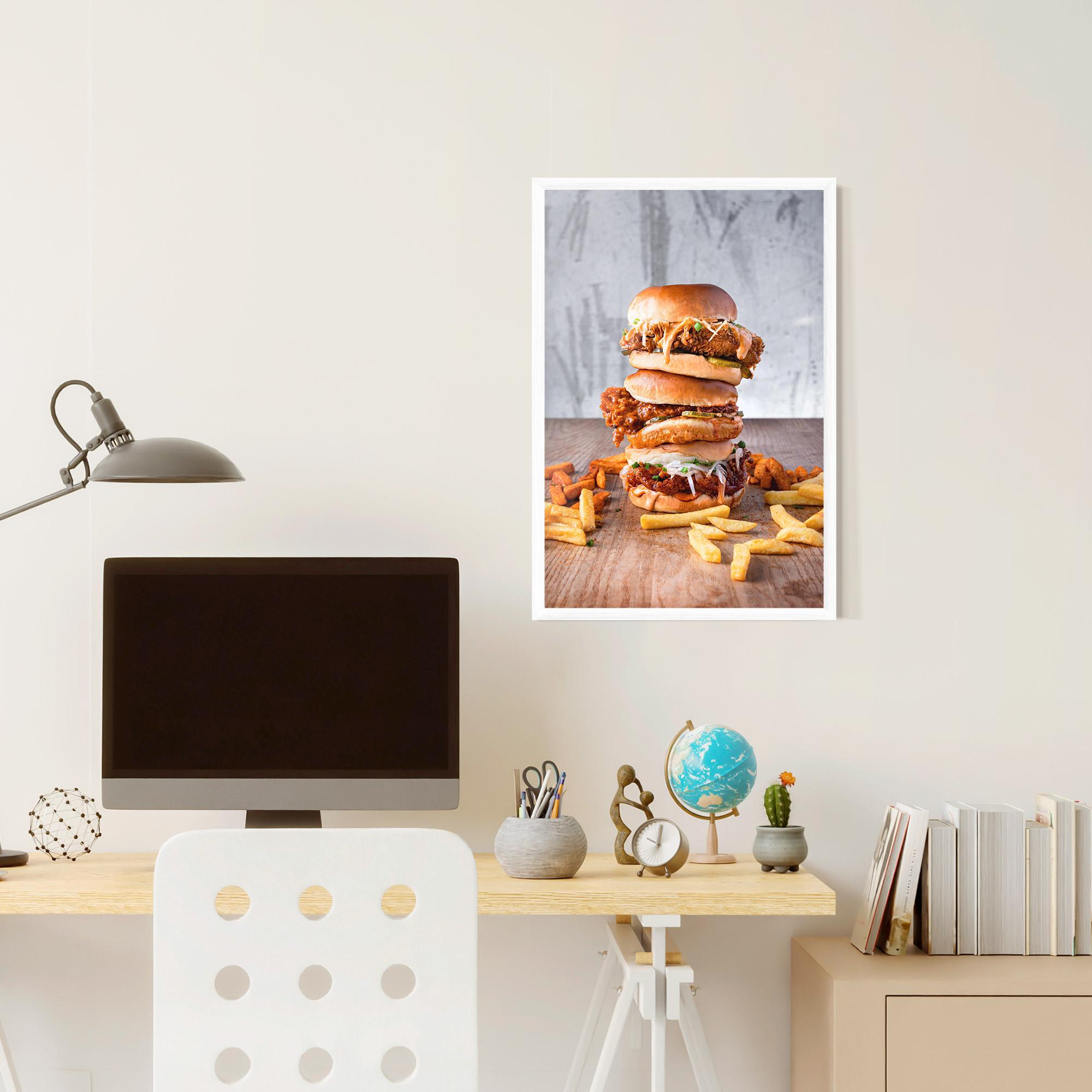 Рамкиран постер Triple Hamburger mockup 6