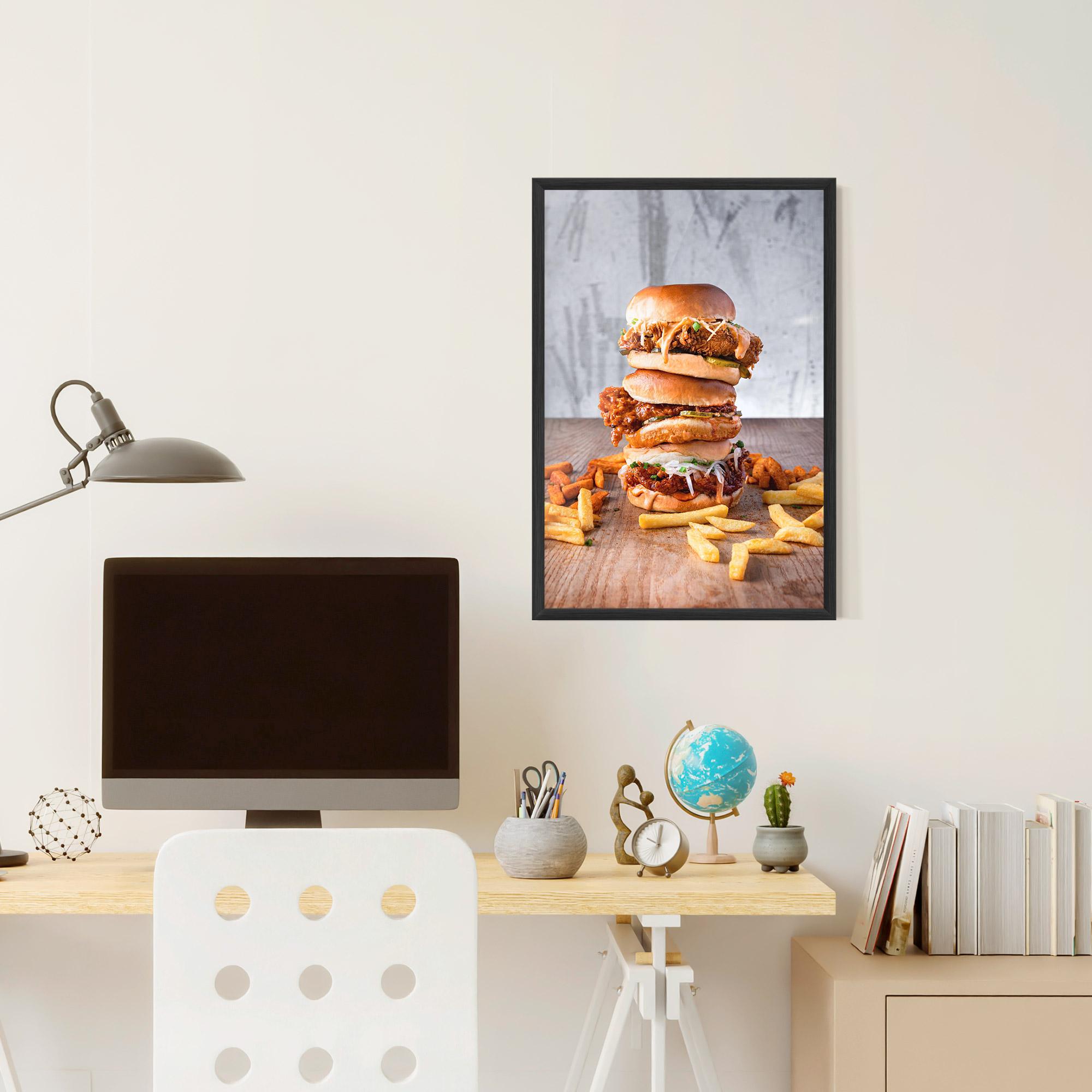 Рамкиран постер Triple Hamburger mockup 6