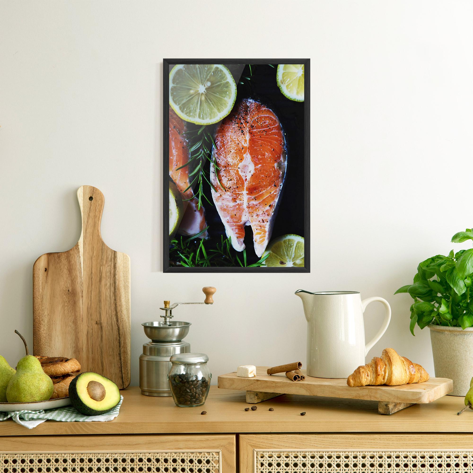 Рамкиран постер Fish With Lemons mockup 8