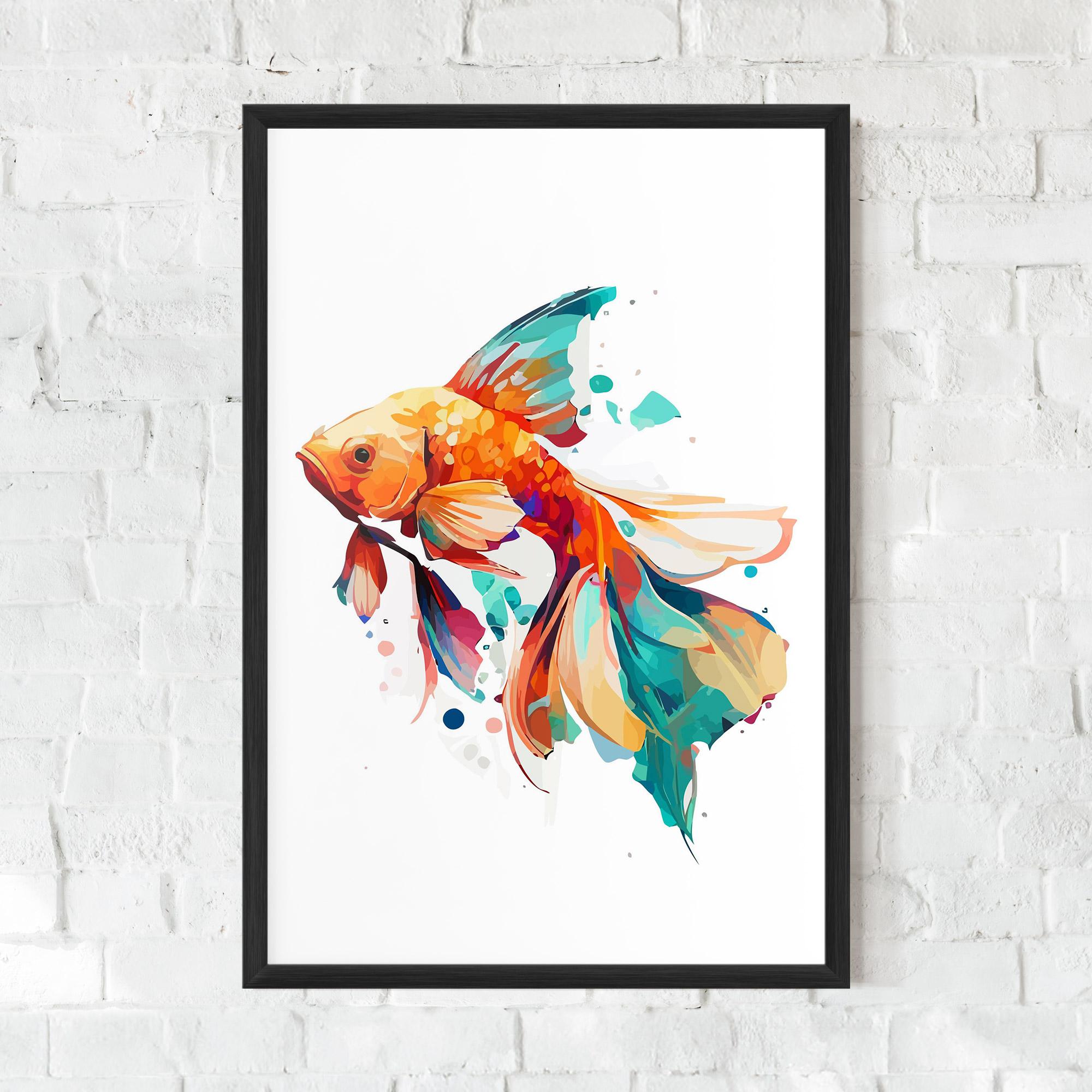 Рамкиран постер Blue Orange Fish mockup 0