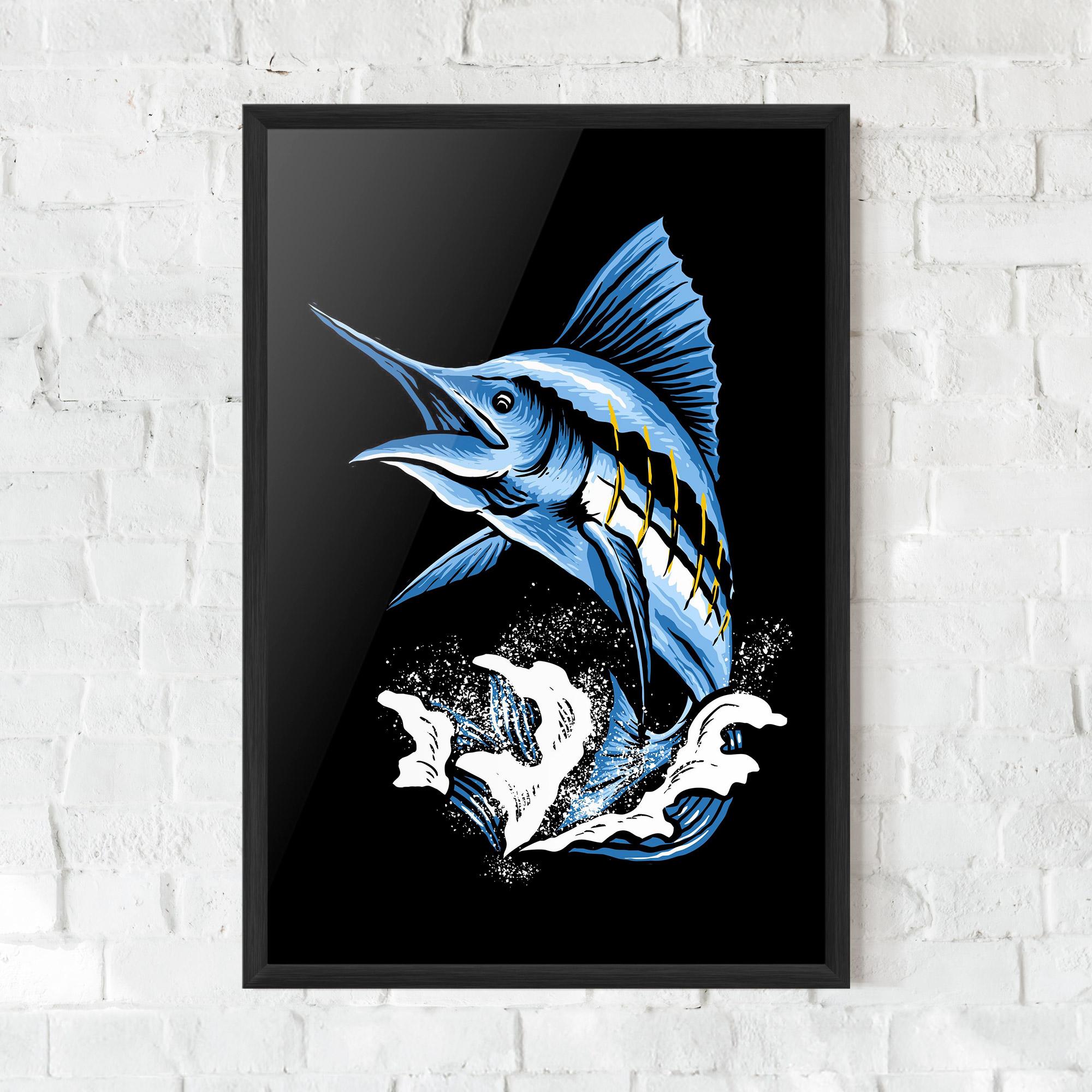 Рамкиран постер Sword Fish mockup 0