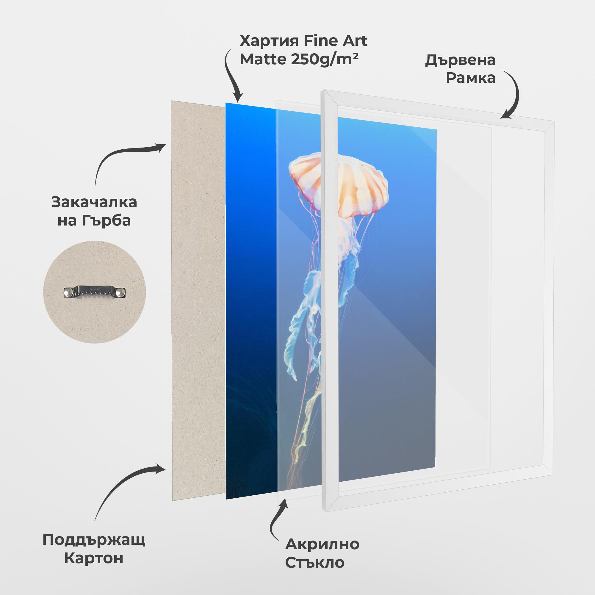 Рамкиран постер Cream Jellyfish mockup 1