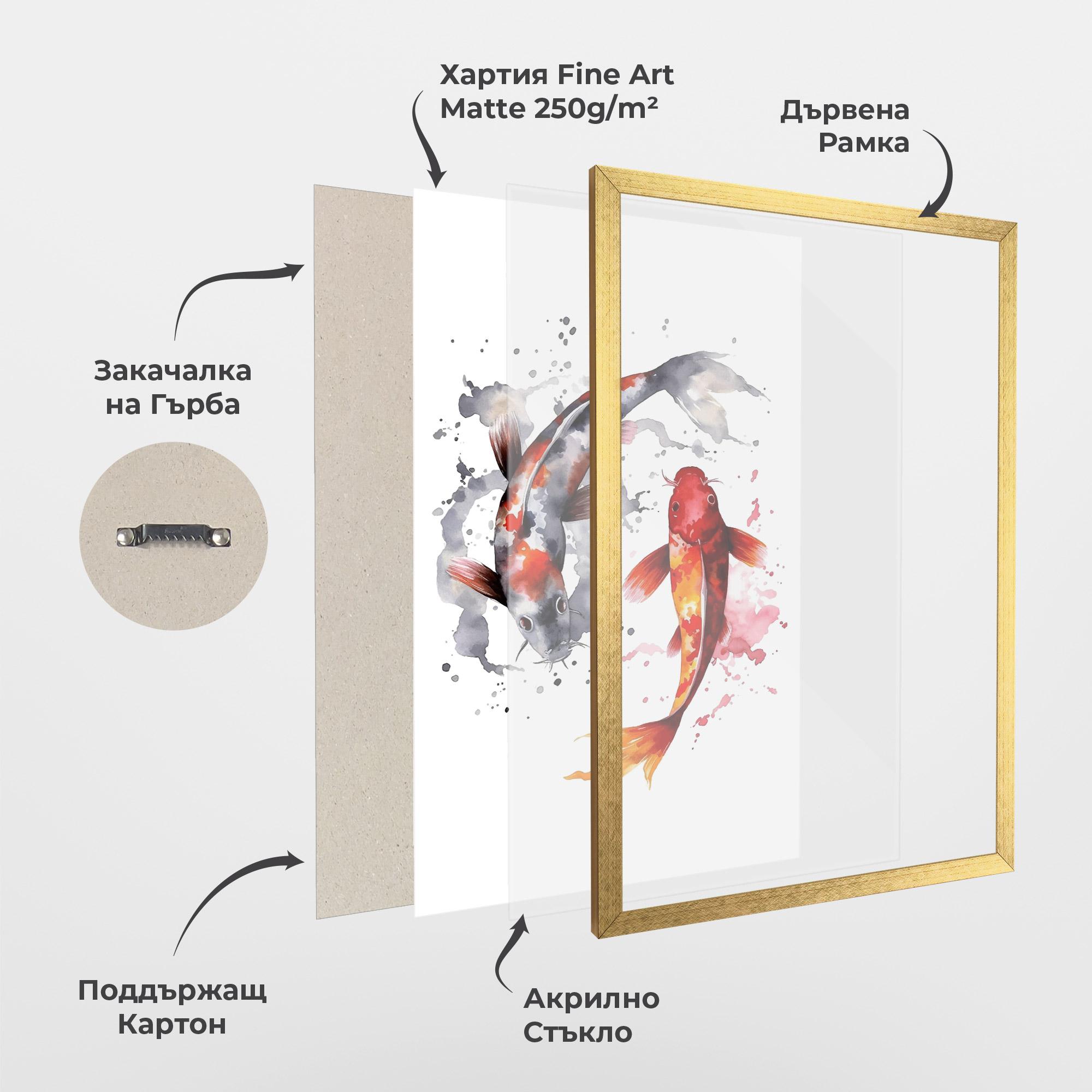 Рамкиран постер Beautiful Koi mockup 1