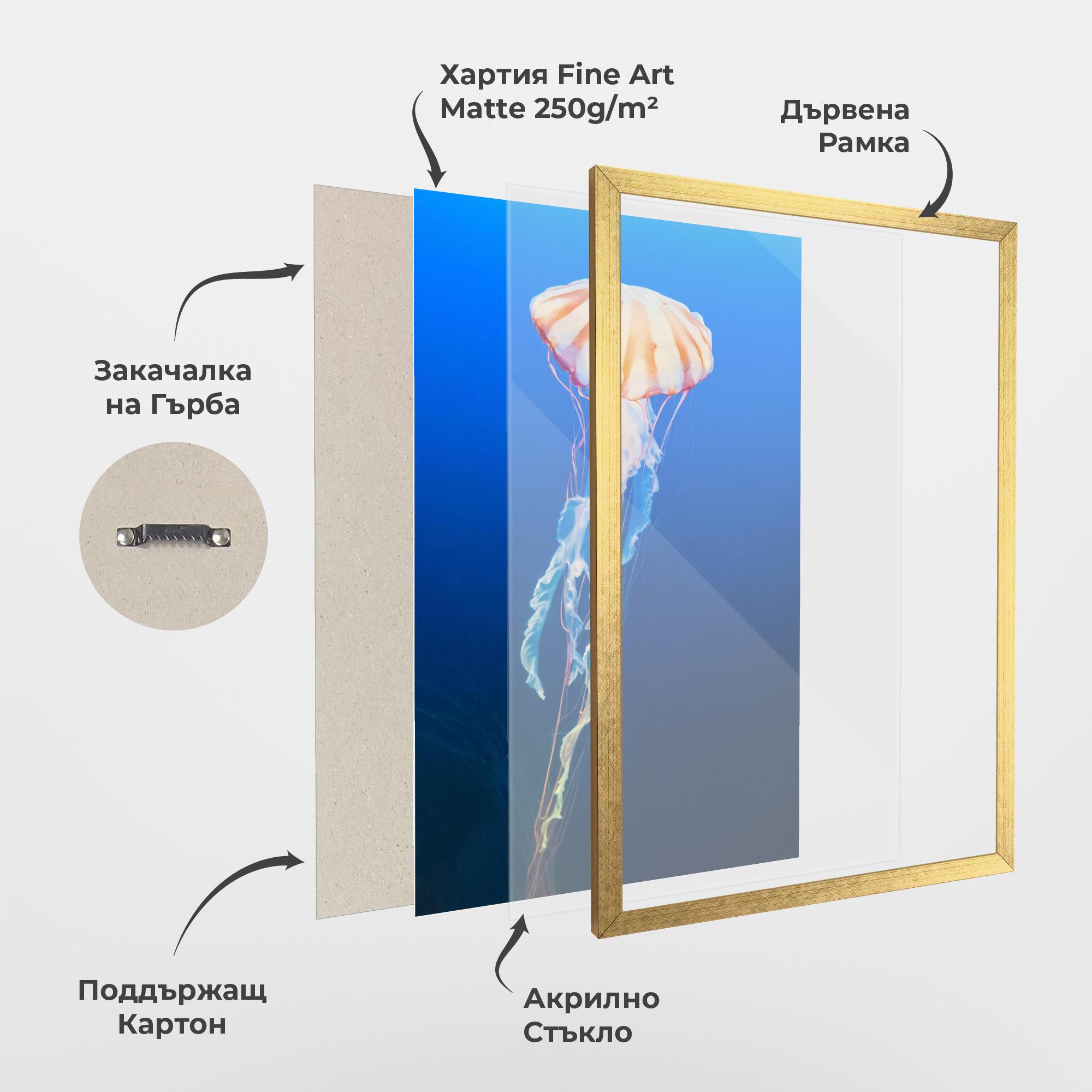 Рамкиран постер Cream Jellyfish mockup 1