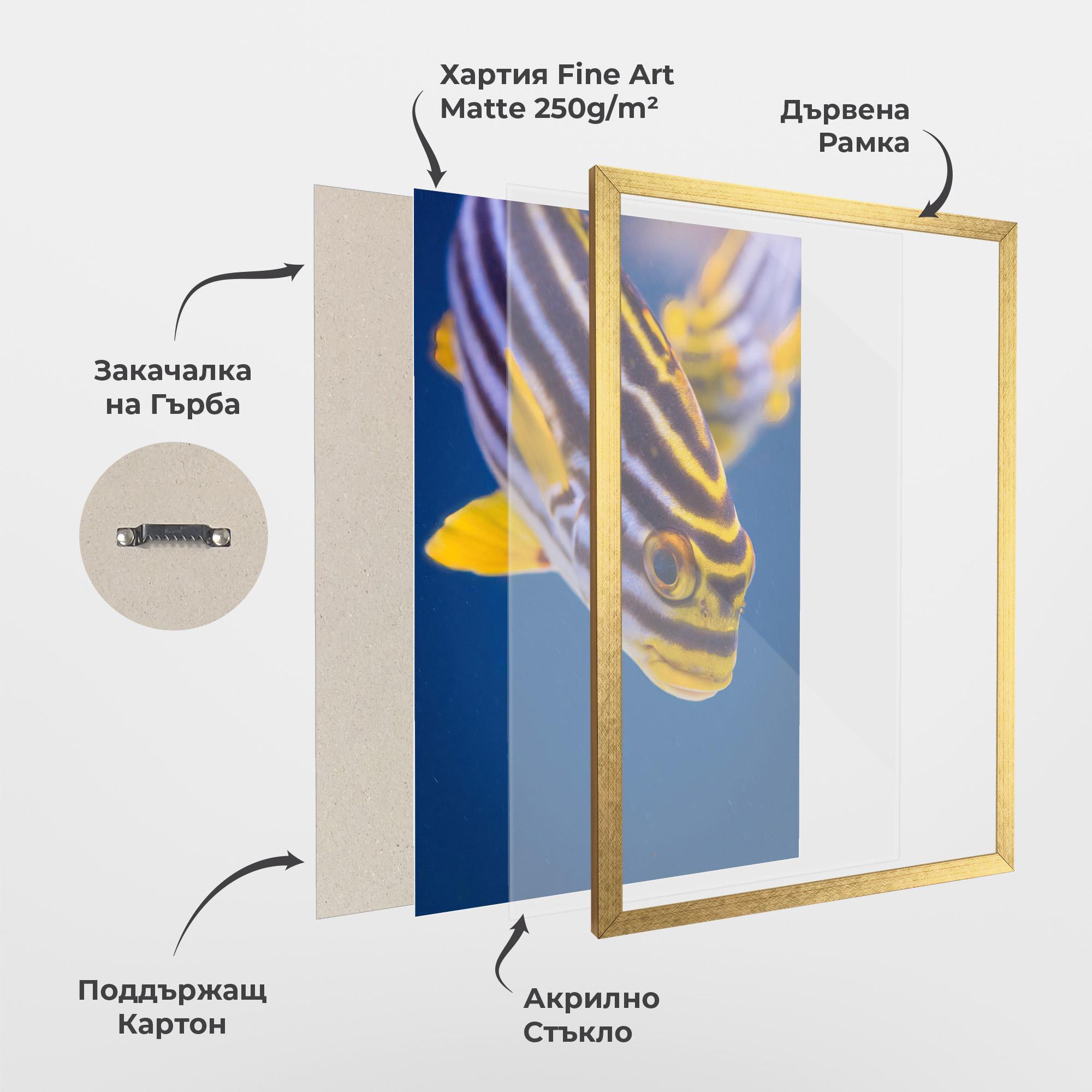 Рамкиран постер Purple Yellow Fish mockup 1