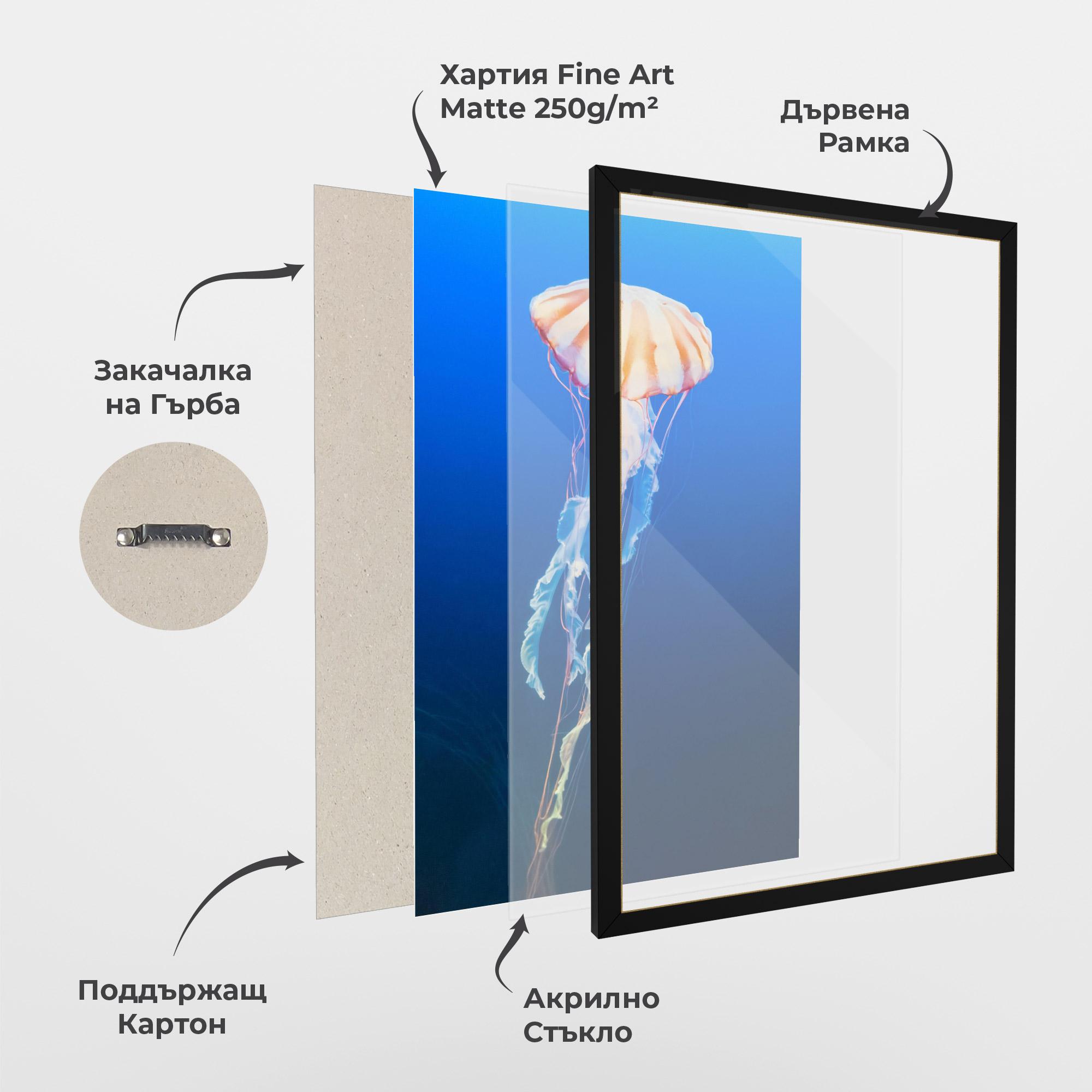 Рамкиран постер Cream Jellyfish mockup 1