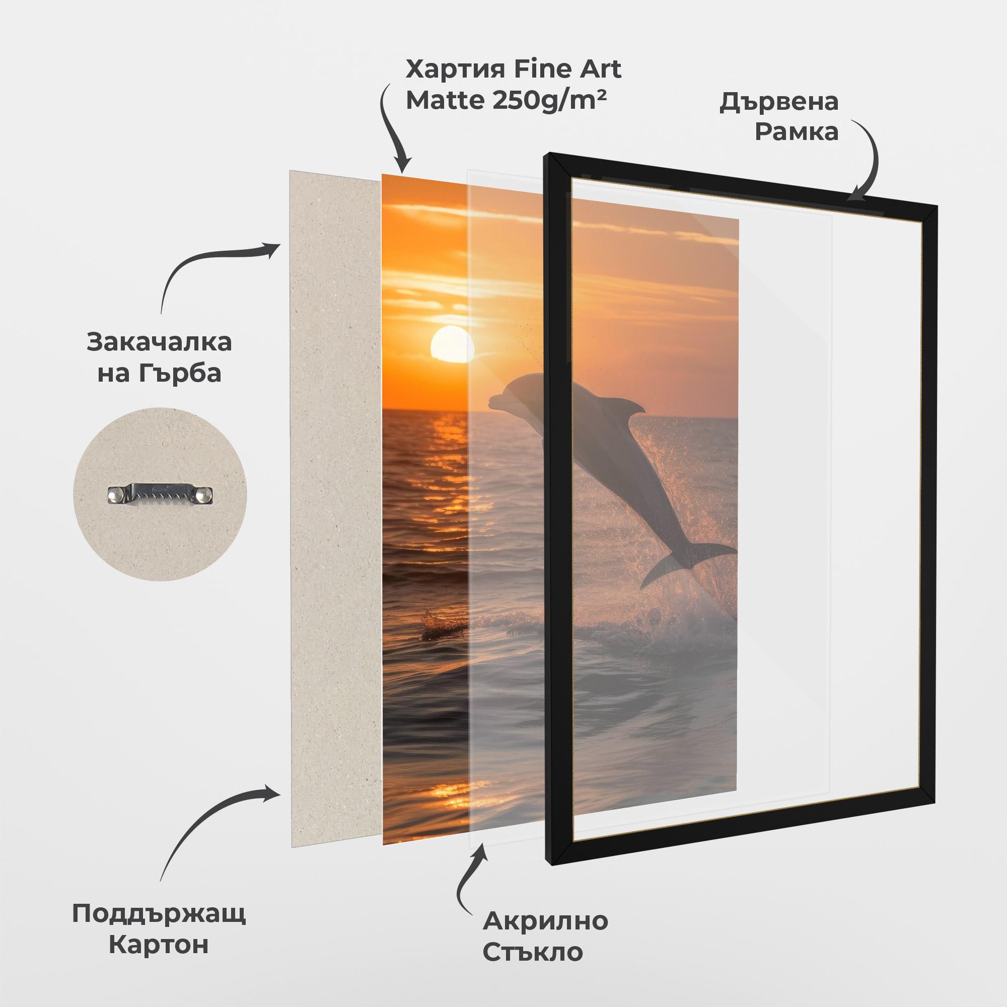 Рамкиран постер Dolphin Jump mockup 1