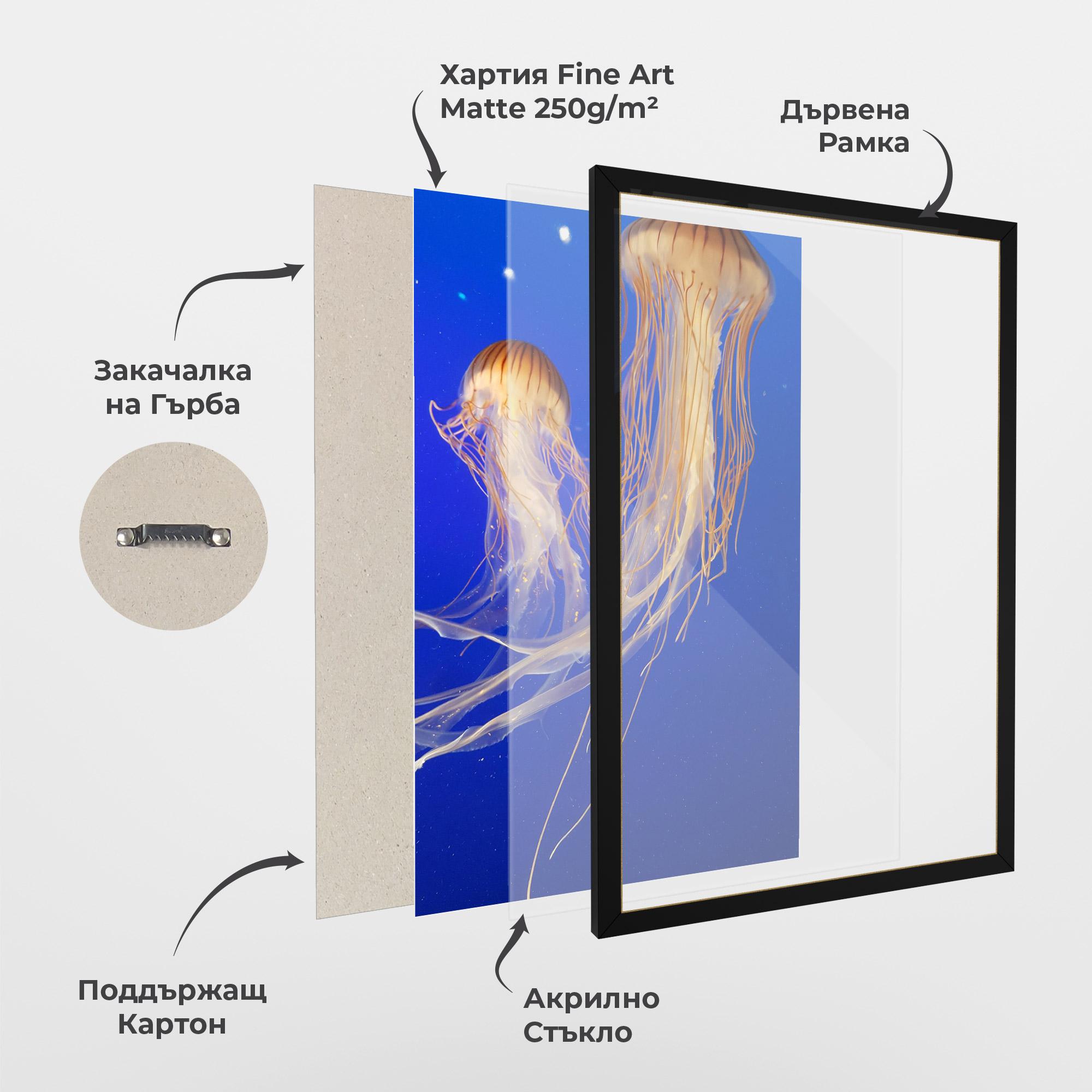 Рамкиран постер Light Orange Jellyfish mockup 1