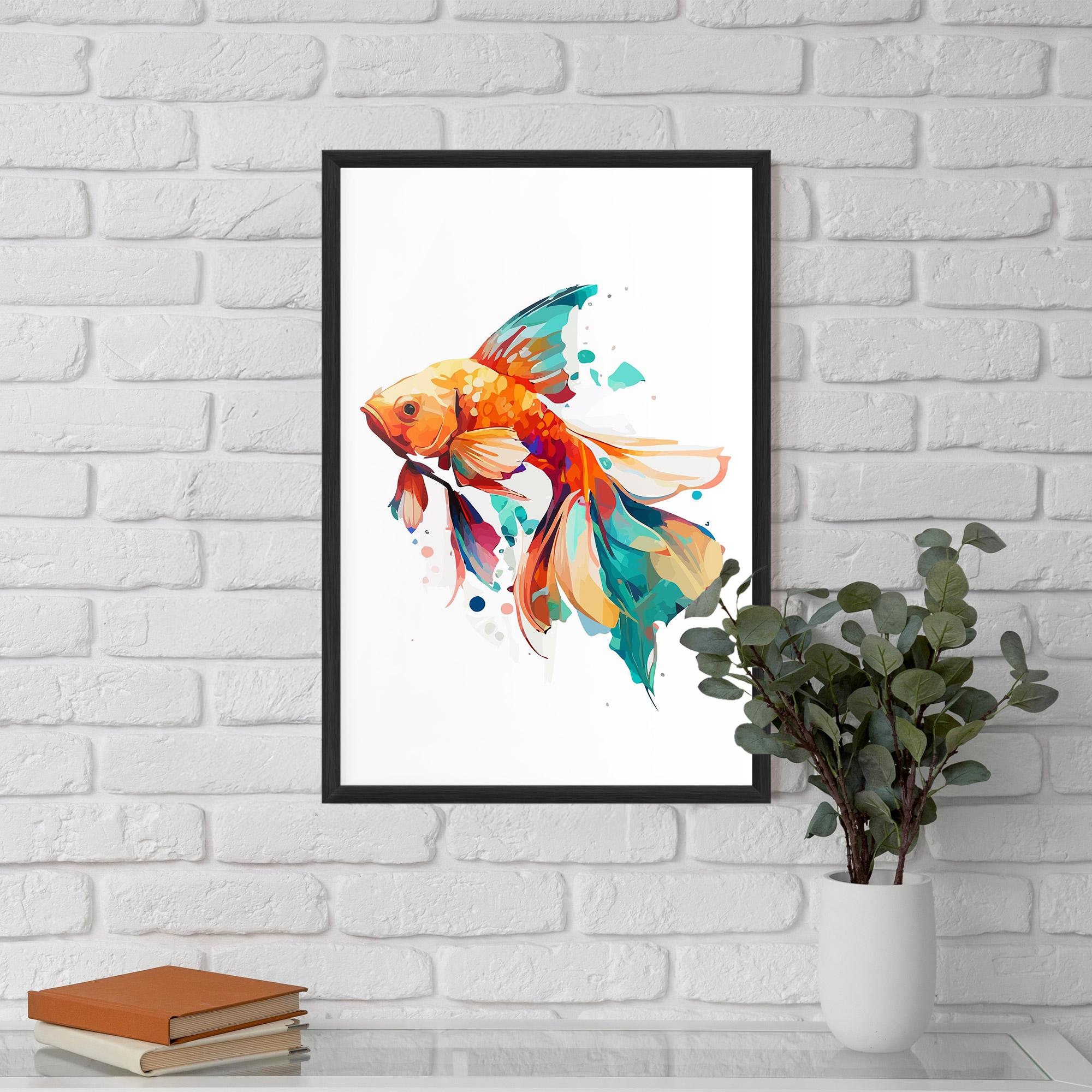 Рамкиран постер Blue Orange Fish mockup 5