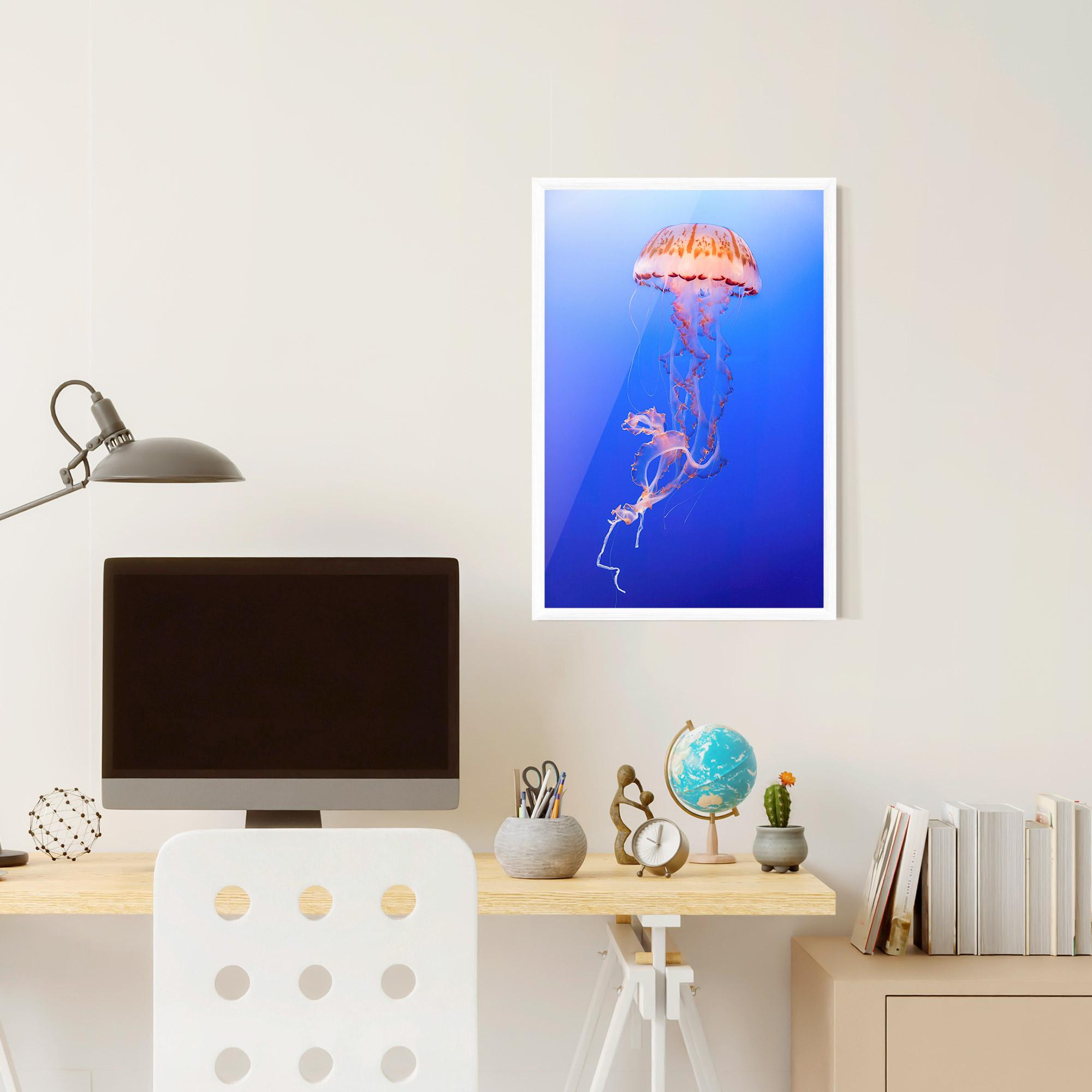 Рамкиран постер Pretty White Jellyfish mockup 6