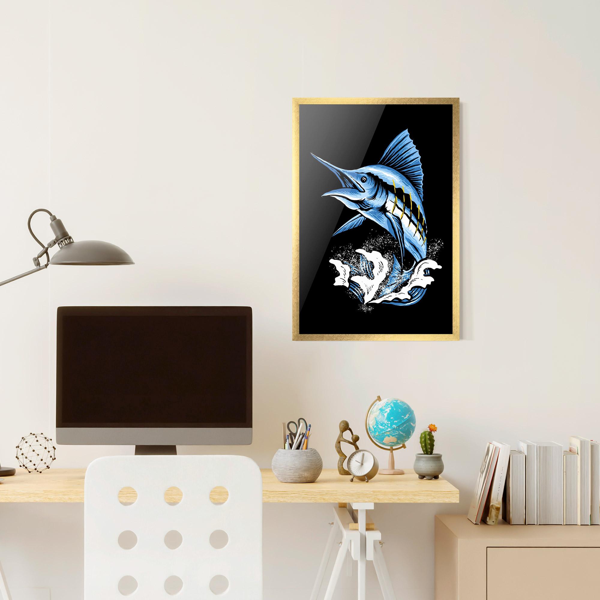 Рамкиран постер Sword Fish mockup 6