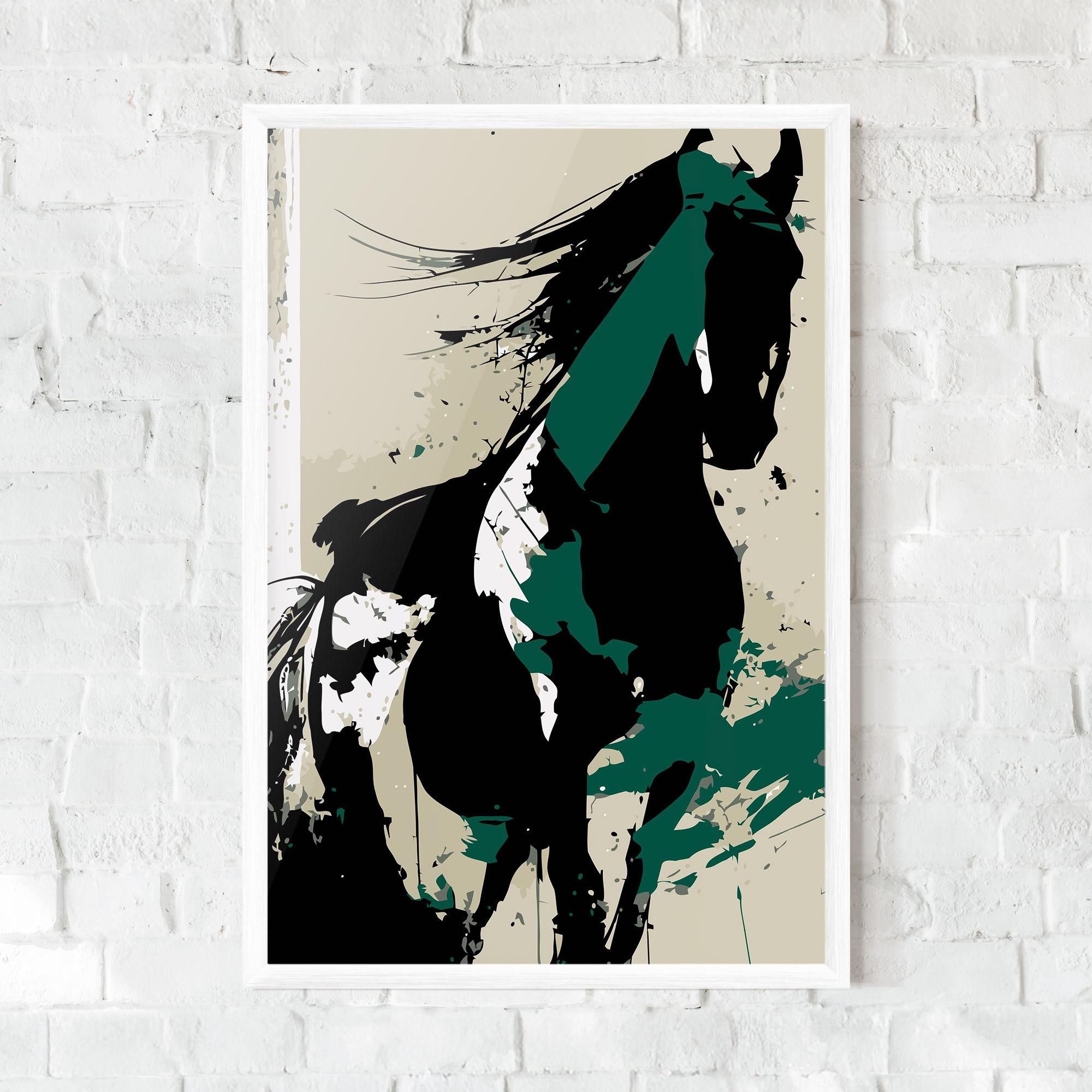 Рамкиран постер Black Green Horse mockup 0
