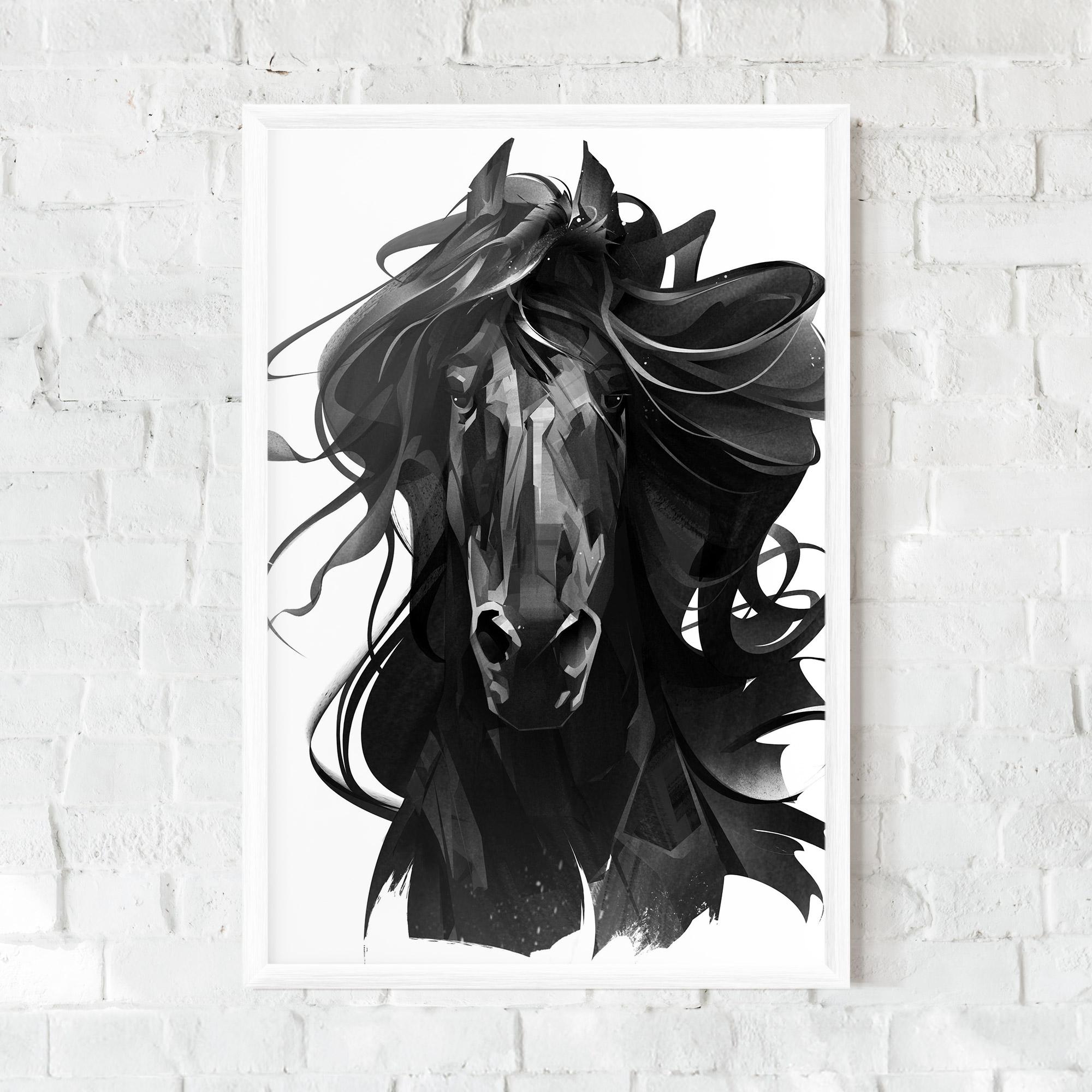 Рамкиран постер Black Horse Portrait mockup 0