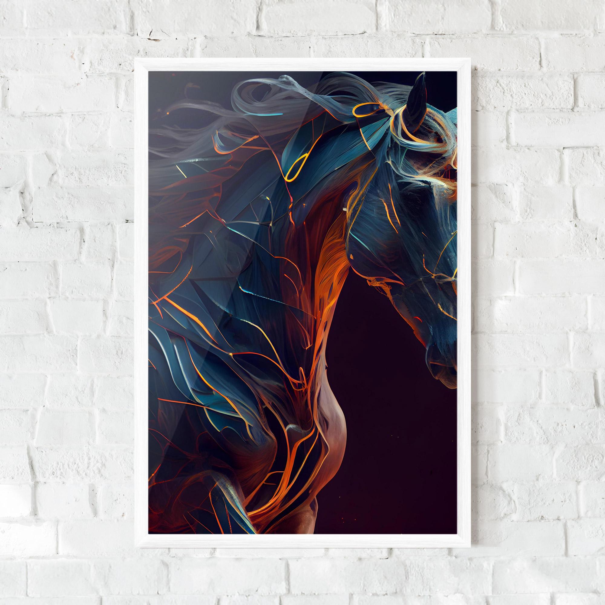 Рамкиран постер Fire Lines Horse mockup 0