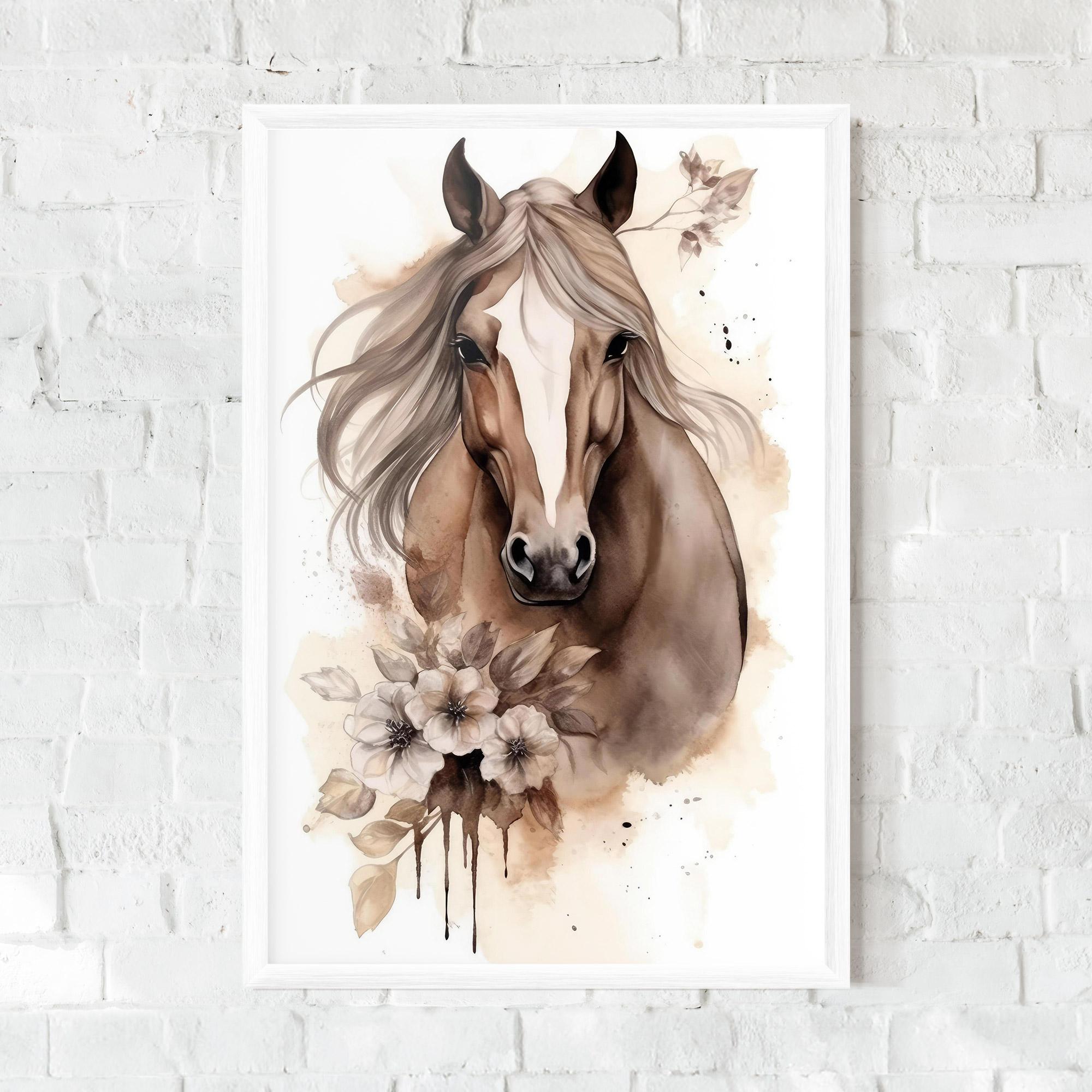 Рамкиран постер Flower Brown Horse mockup 0