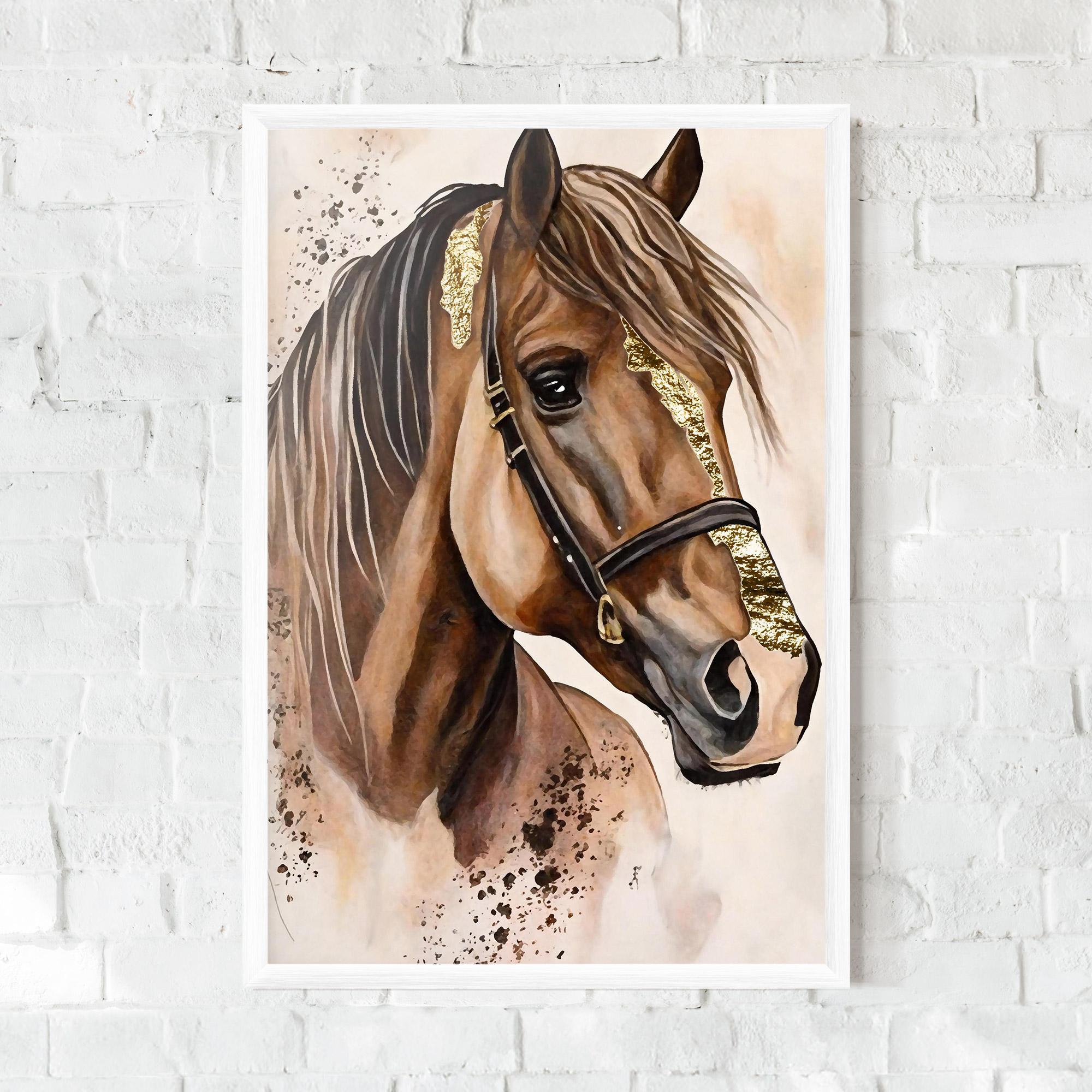 Рамкиран постер Gold Horse Painting mockup 0