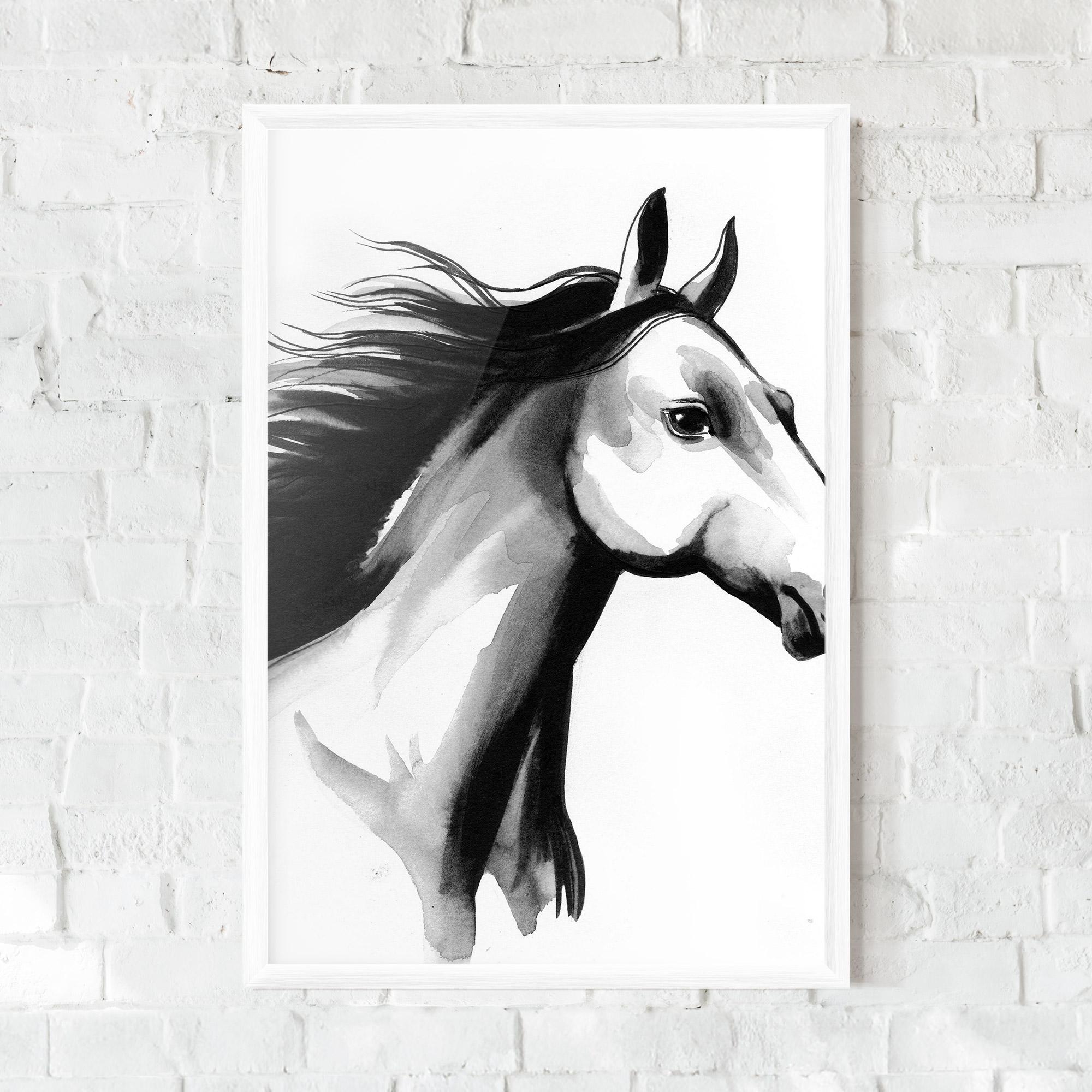 Рамкиран постер Ink Watercolor Horse mockup 0