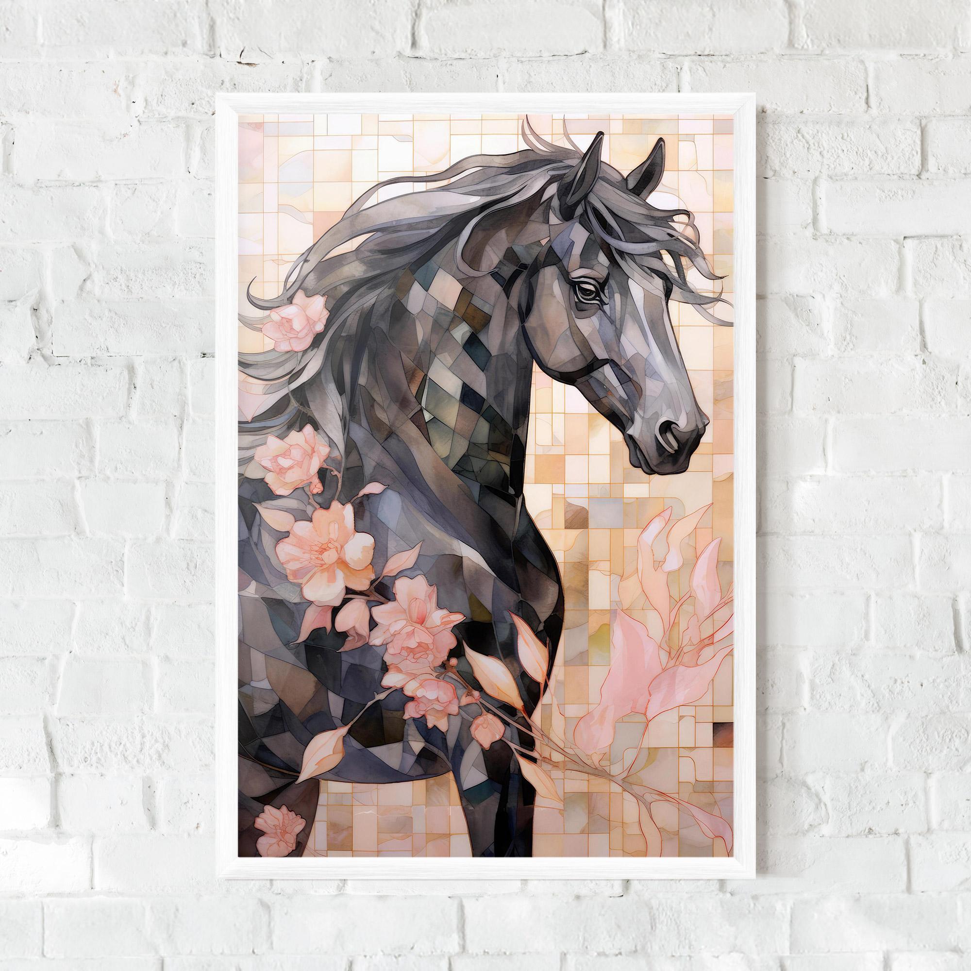 Рамкиран постер Mosaic Painting Horse mockup 0