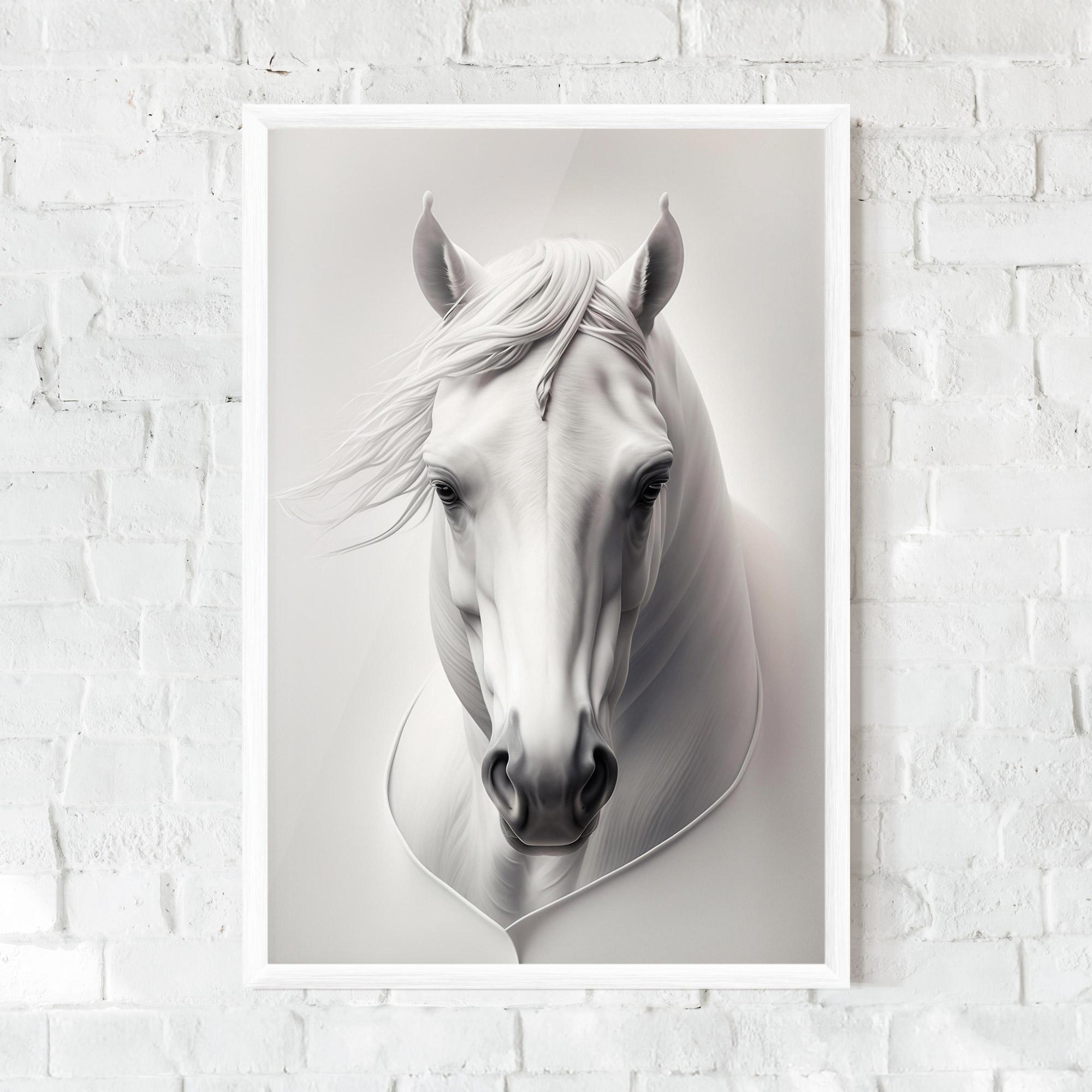 Рамкиран постер White Horse Portrait mockup 0