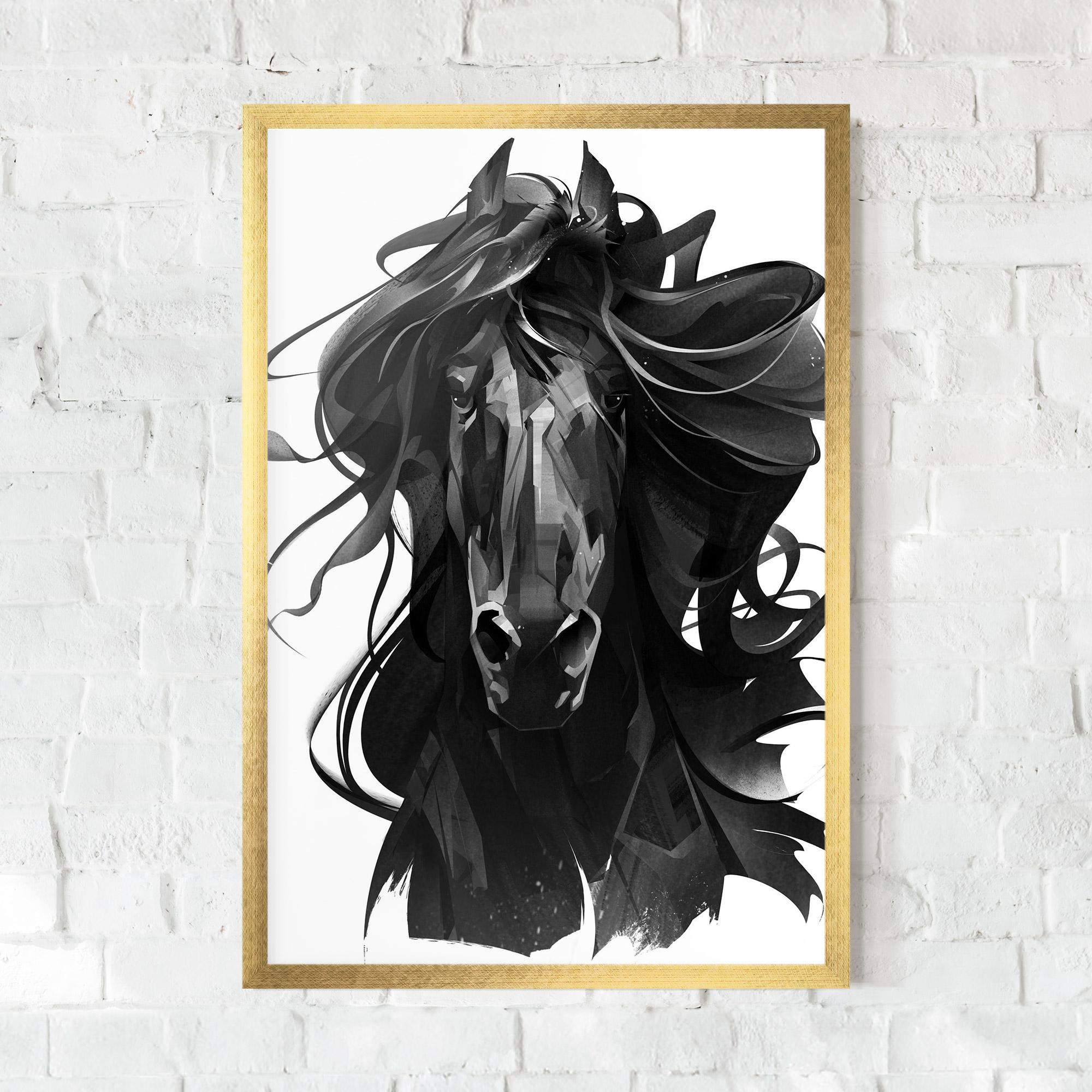 Рамкиран постер Black Horse Portrait mockup 0