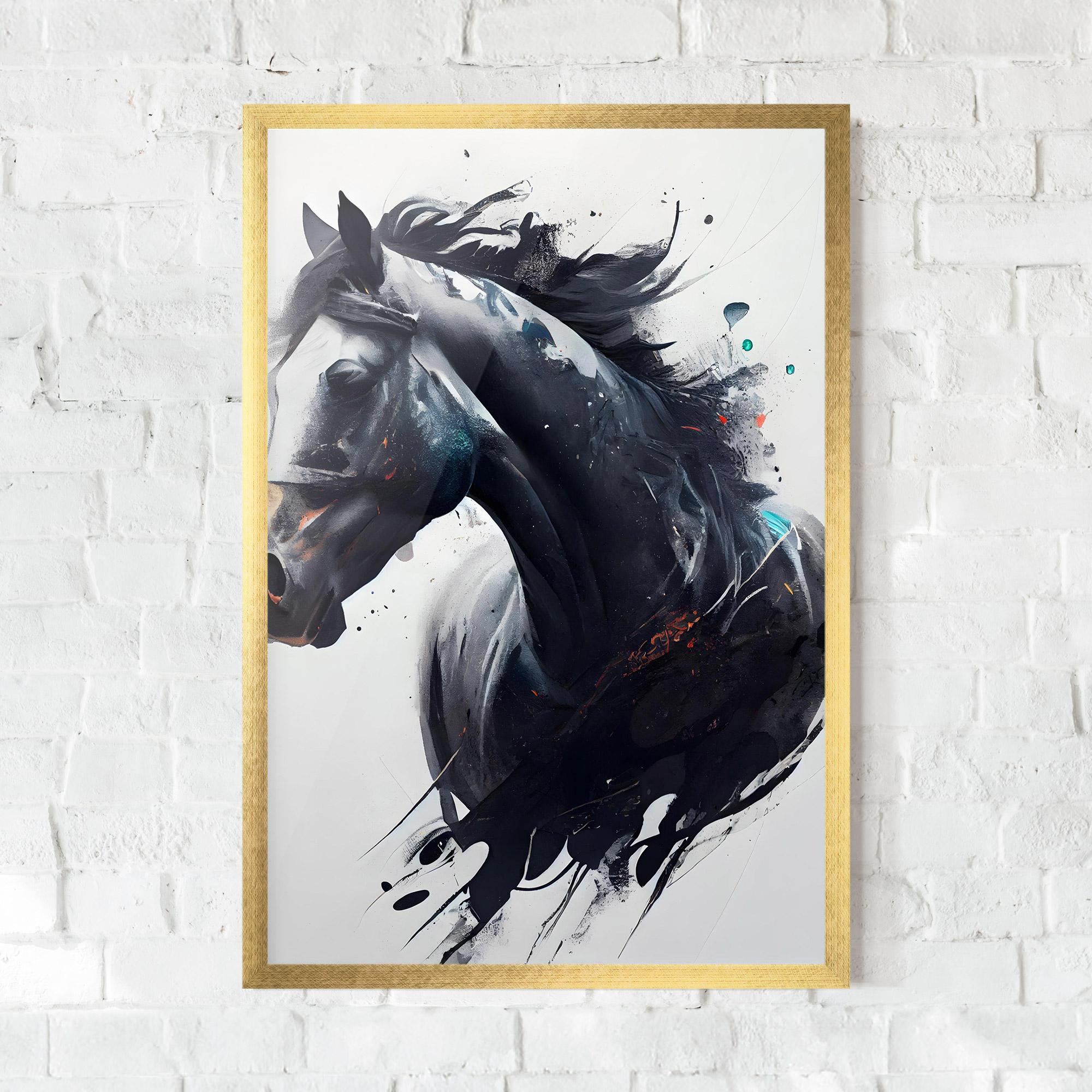 Рамкиран постер Black Paint Horse mockup 0