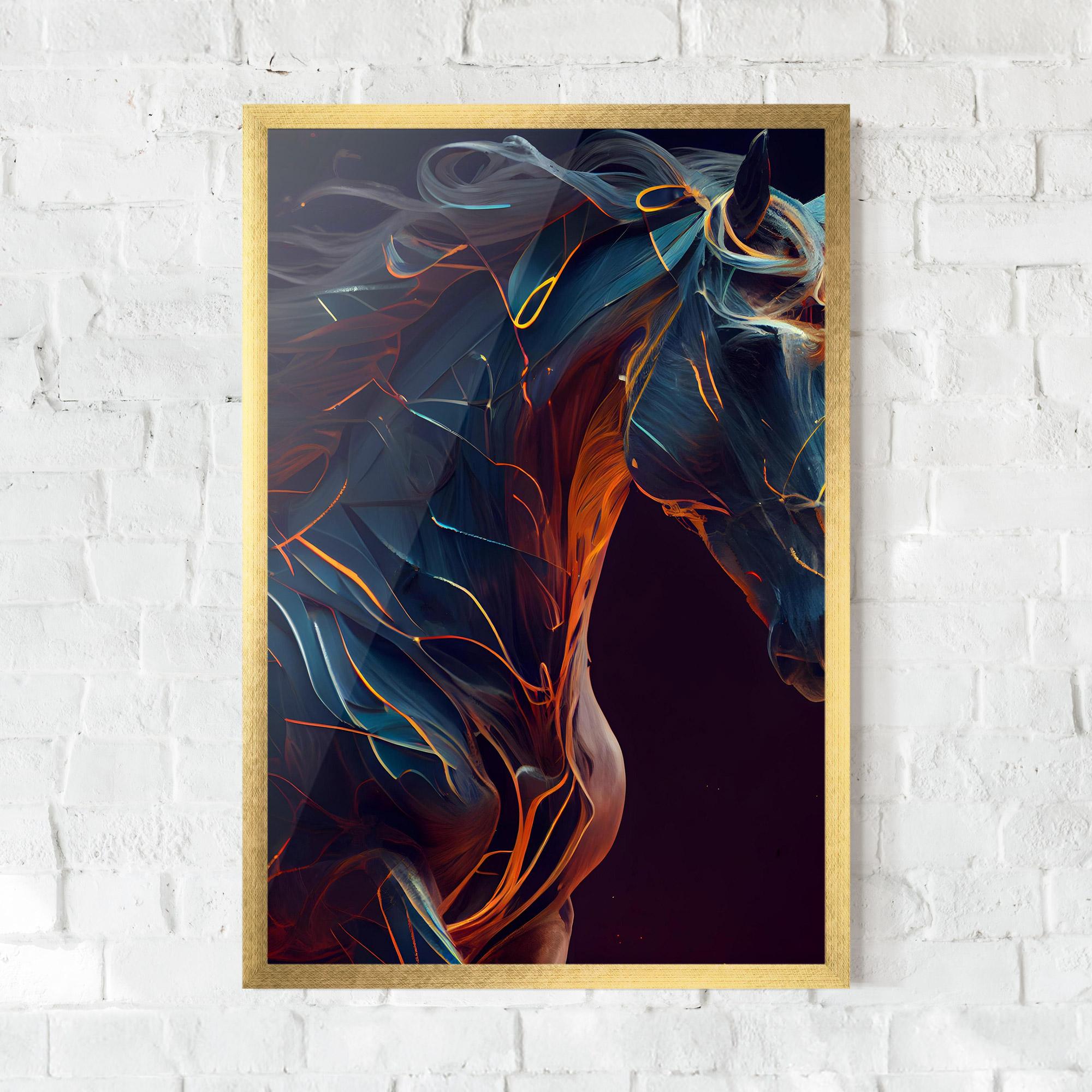 Рамкиран постер Fire Lines Horse mockup 0