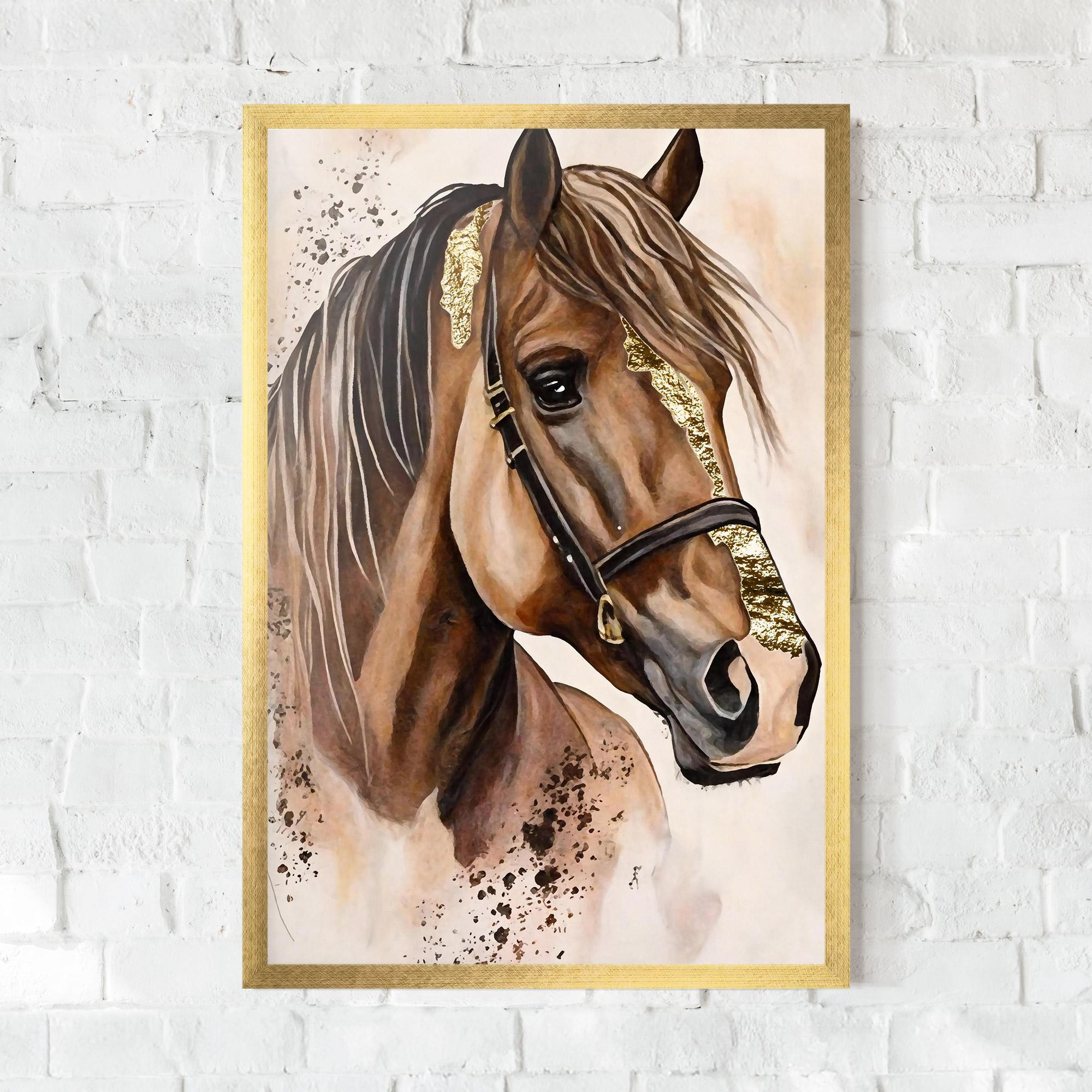 Рамкиран постер Gold Horse Painting mockup 0