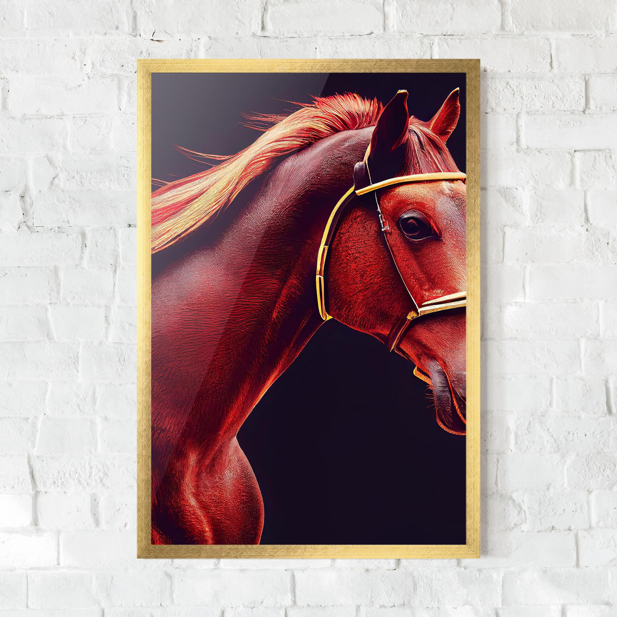 Рамкиран постер Red Horse Portrait mockup 0