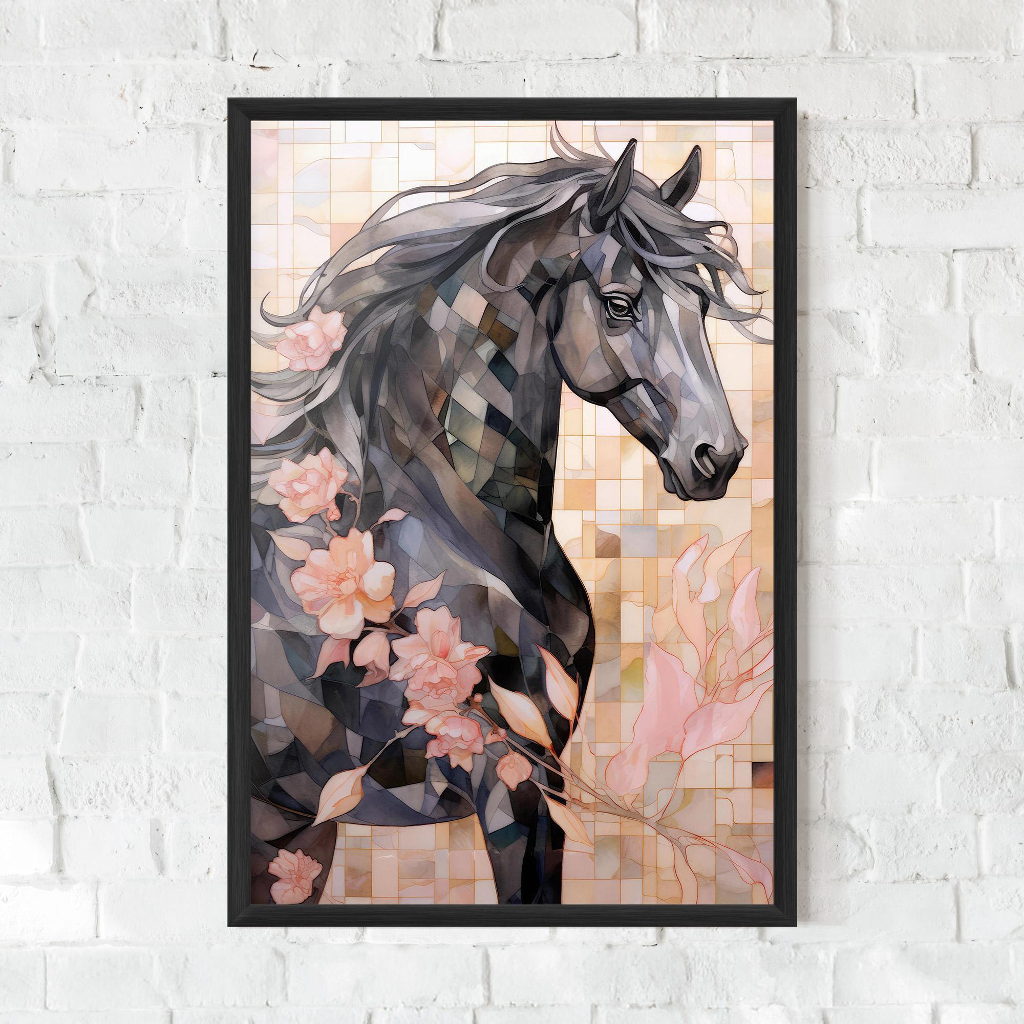 Рамкиран постер Mosaic Painting Horse mockup 0