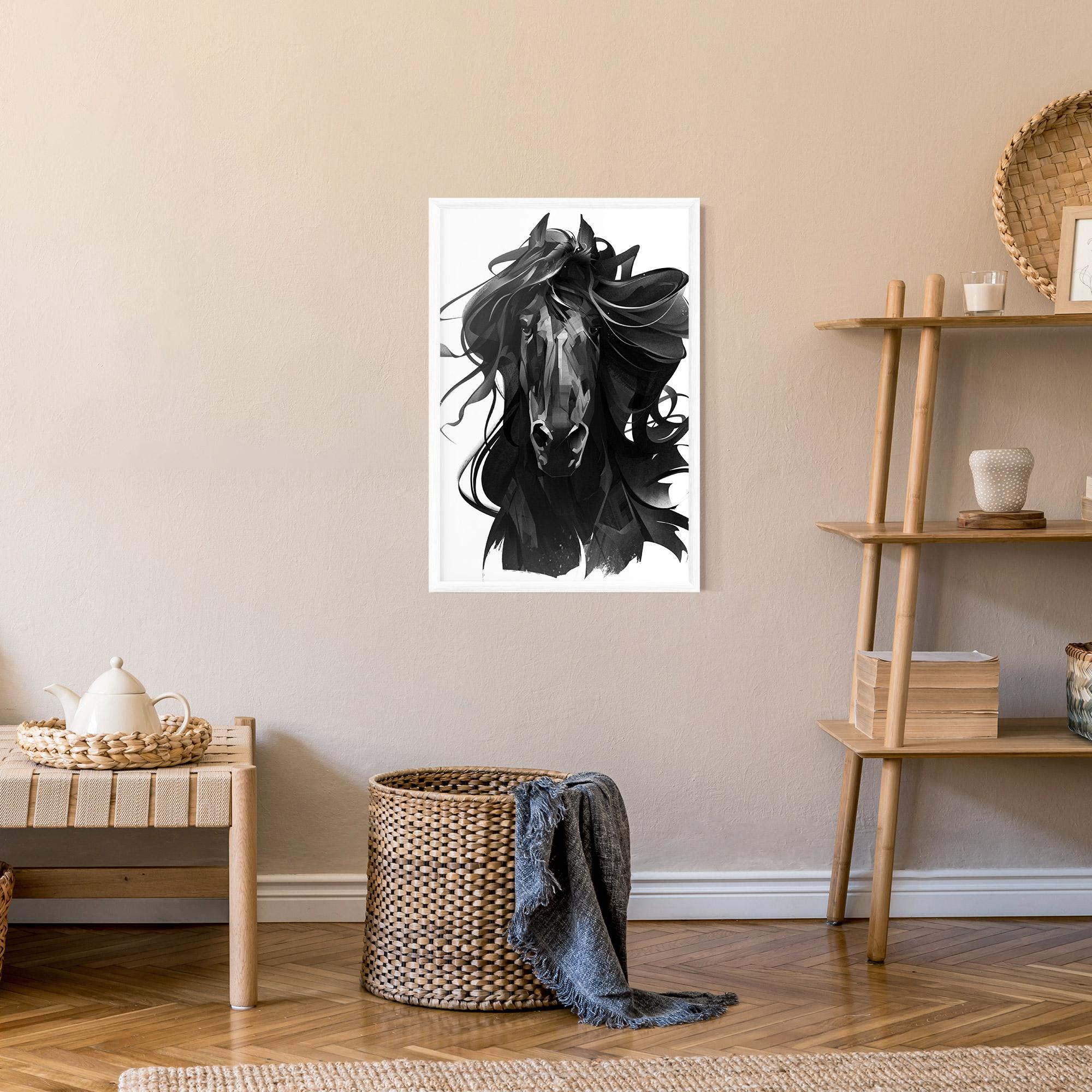 Рамкиран постер Black Horse Portrait mockup 9