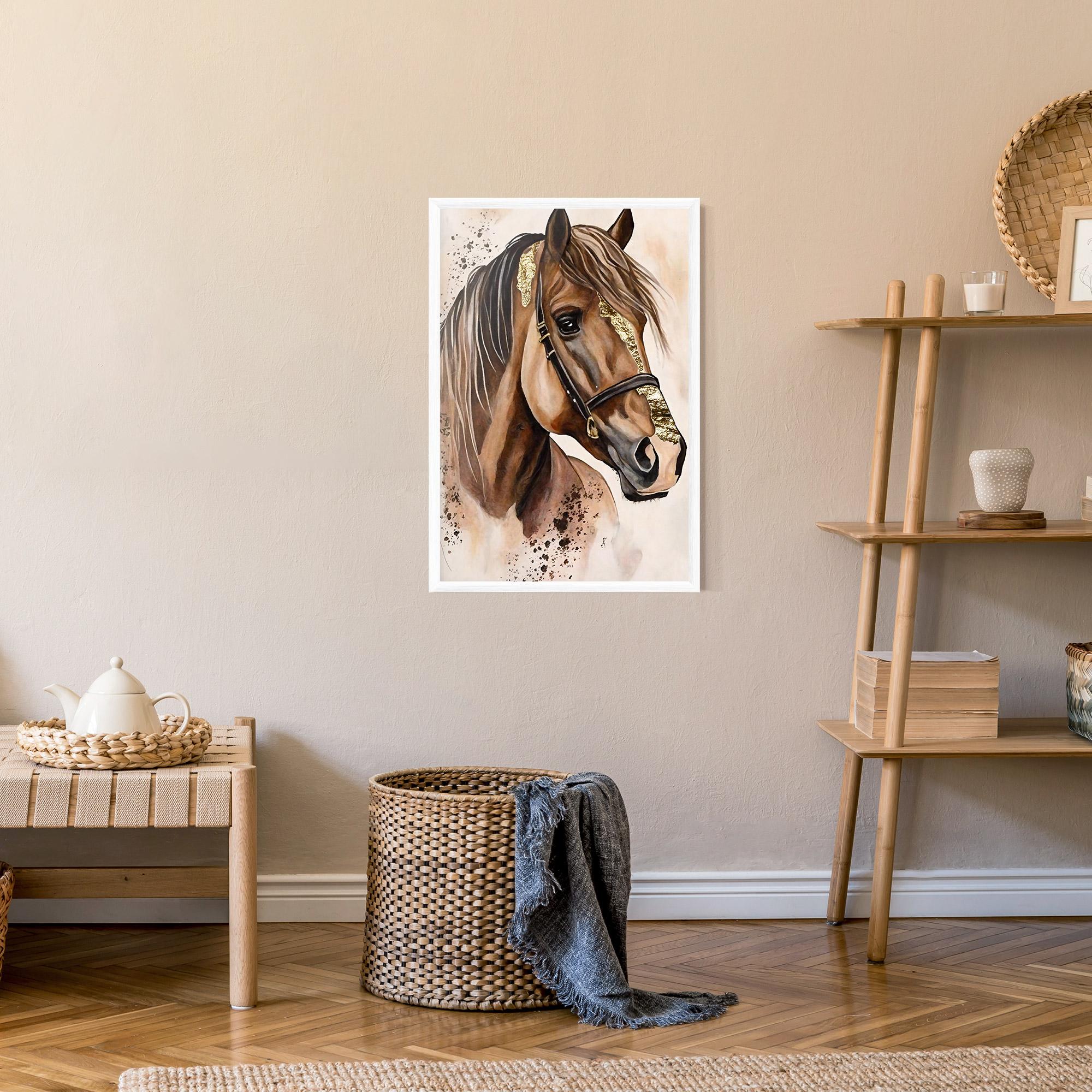 Рамкиран постер Gold Horse Painting mockup 9