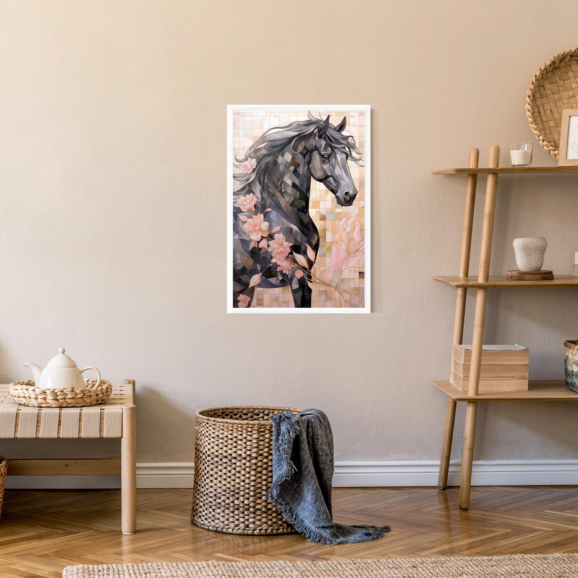Рамкиран постер Mosaic Painting Horse mockup 9