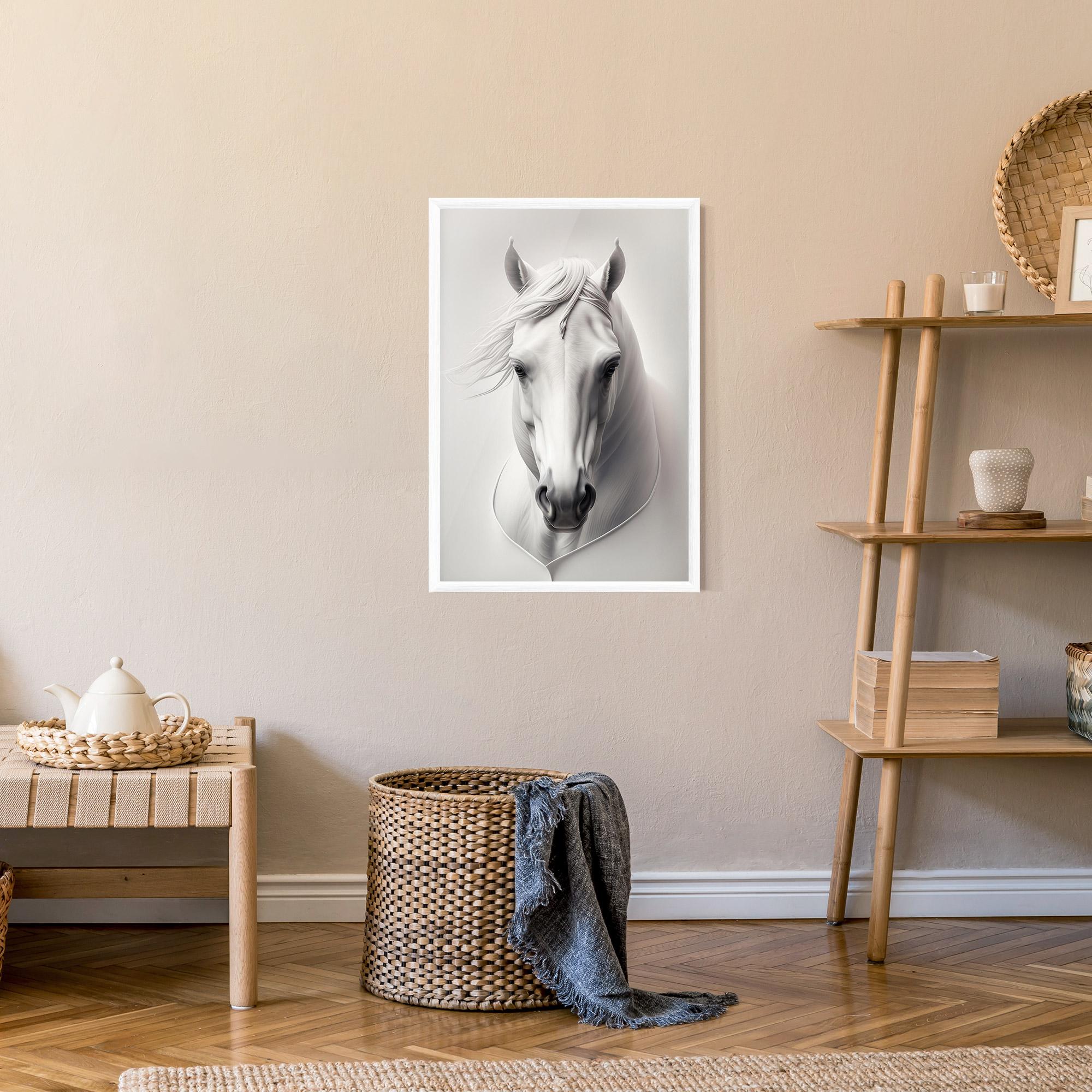 Рамкиран постер White Horse Portrait mockup 9